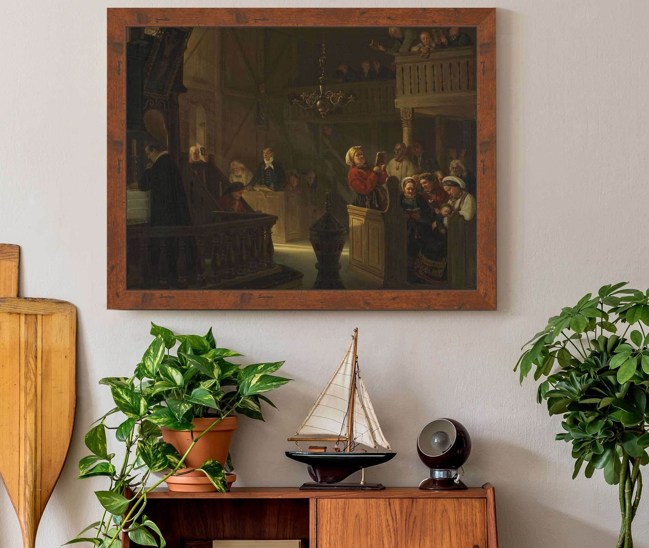 Service In A Norwegian Country Church by Adolph Tidemand - Image 3