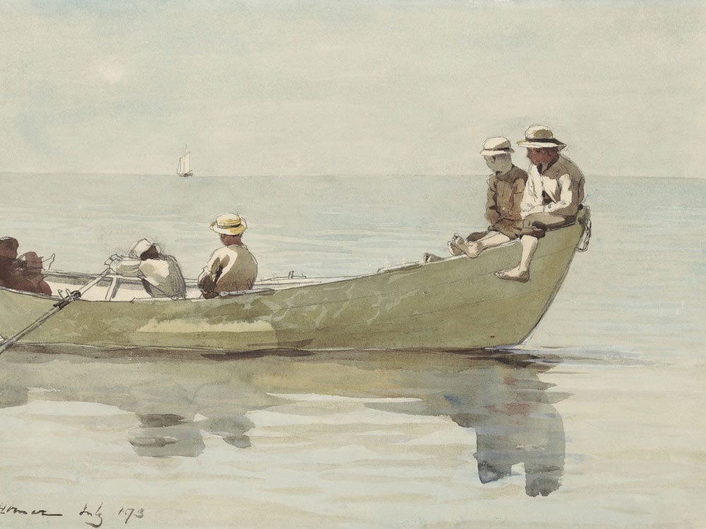 Seven Boys In A Dory (Detail) By Winslow Homer - Image 5