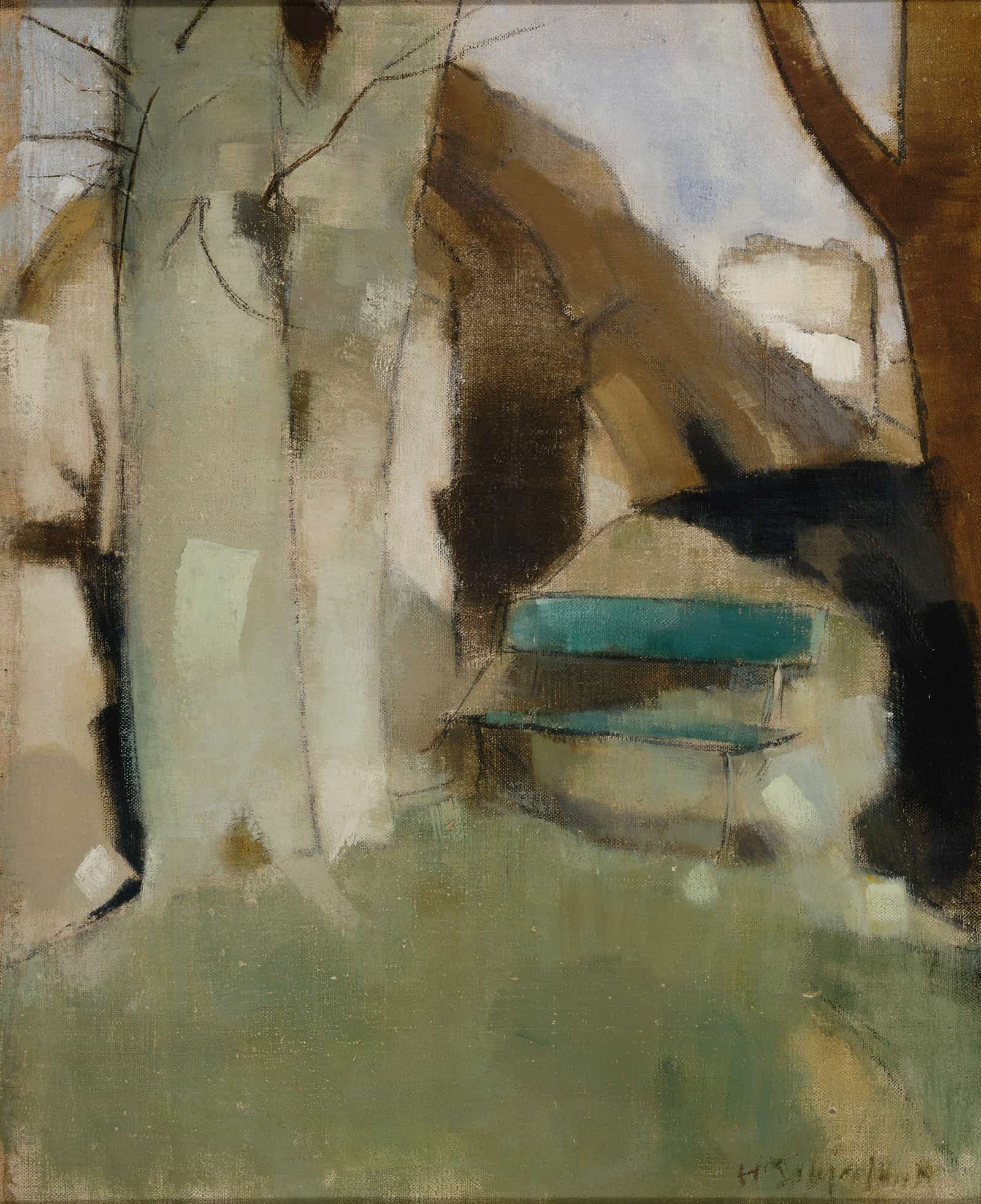 Shadow On The Wall Ii Green Bench by Helene Schjerfbeck - Image 2