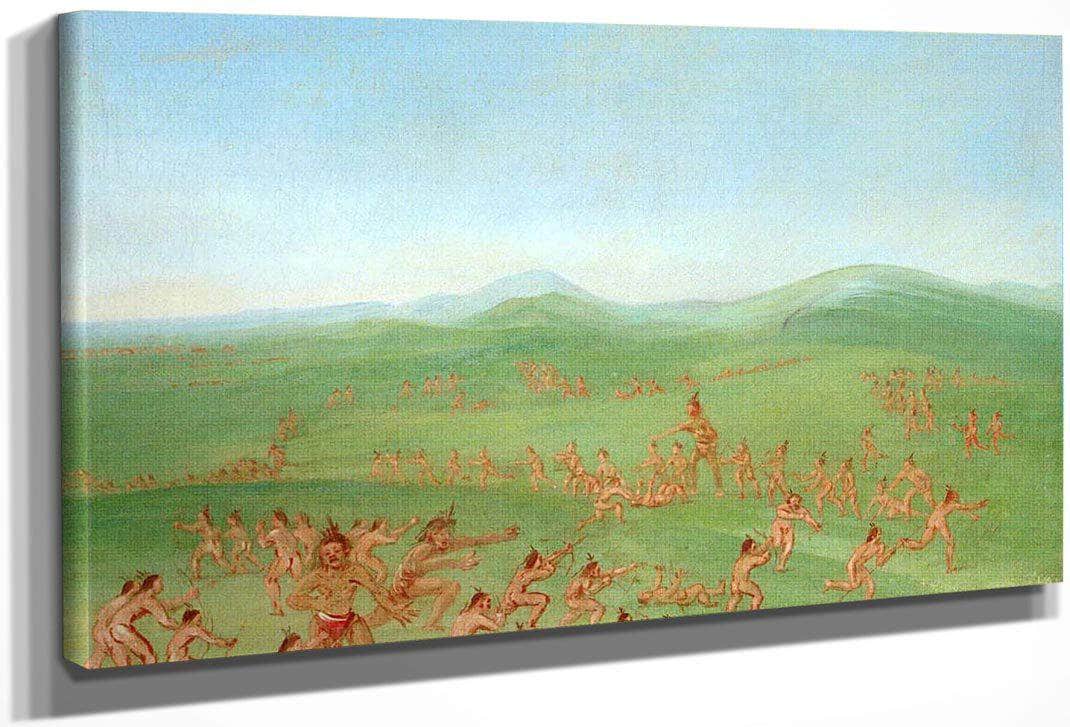 Sham Fight, Mandan Boys By George Catlin