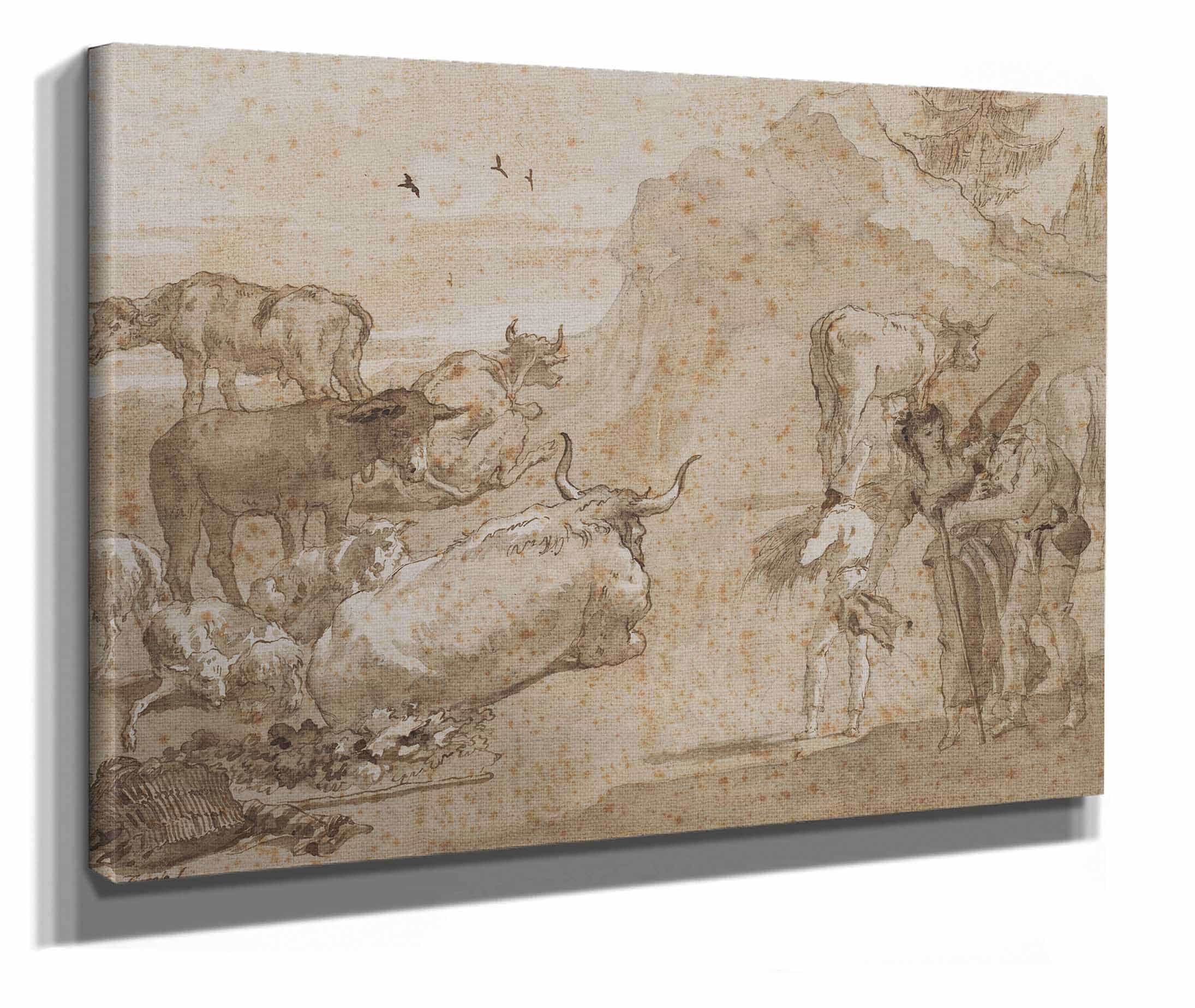 Sheep And Cows S by Giovanni Domenico Tiepolo - Image 2