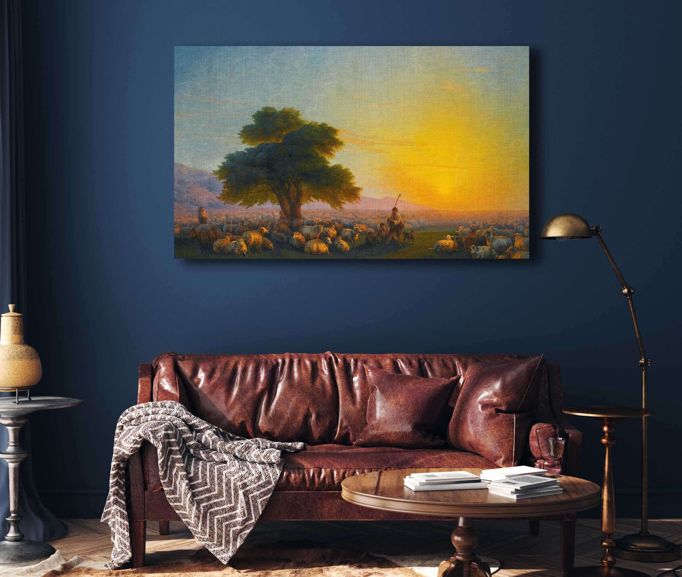 Shepherds With Their Flock At Sunset by Ivan Konstantinovich Aivazovsky - Image 4