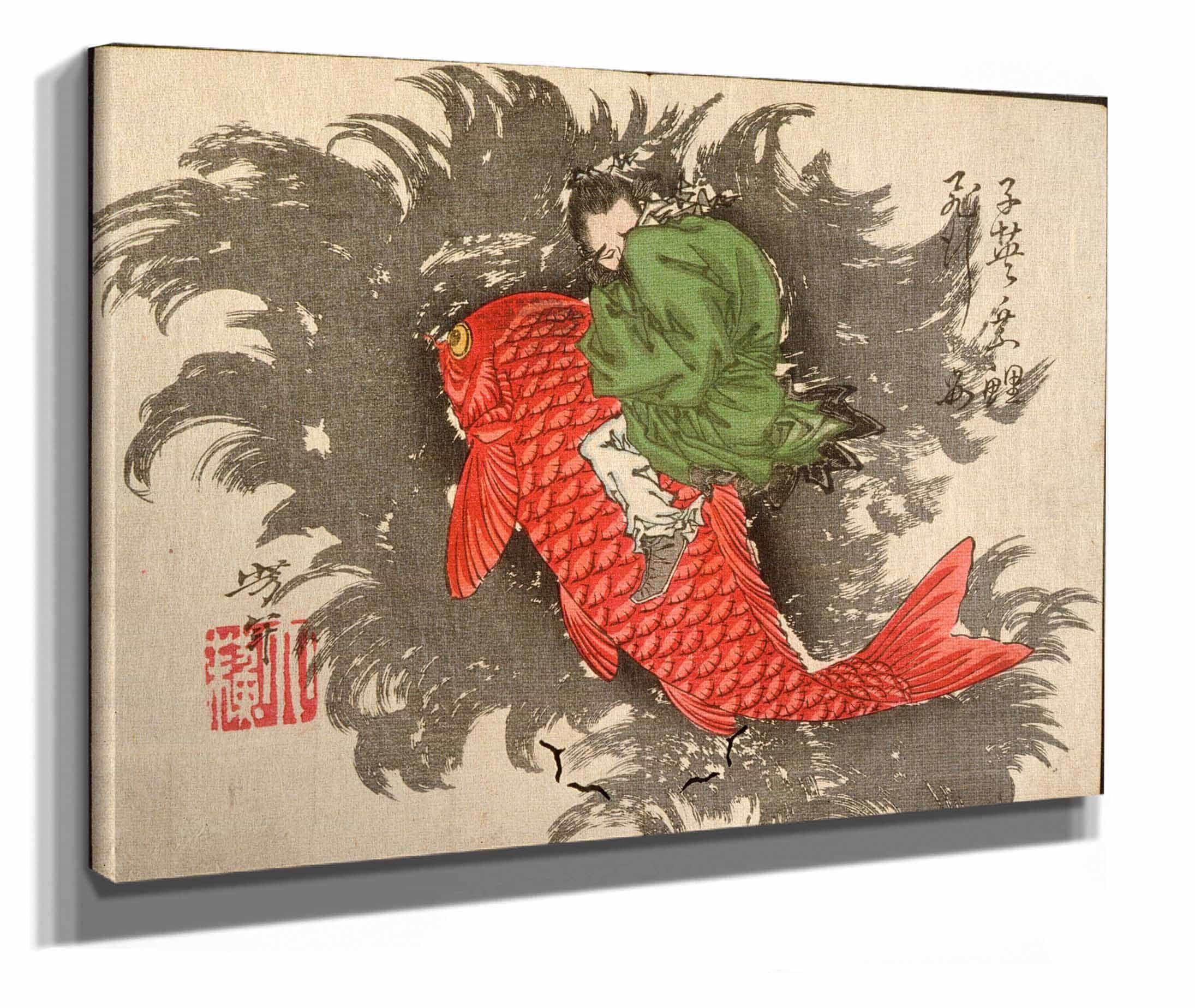 Shiei Riding A Carp Over The Sea by Tsukioka Yoshitoshi - Image 2