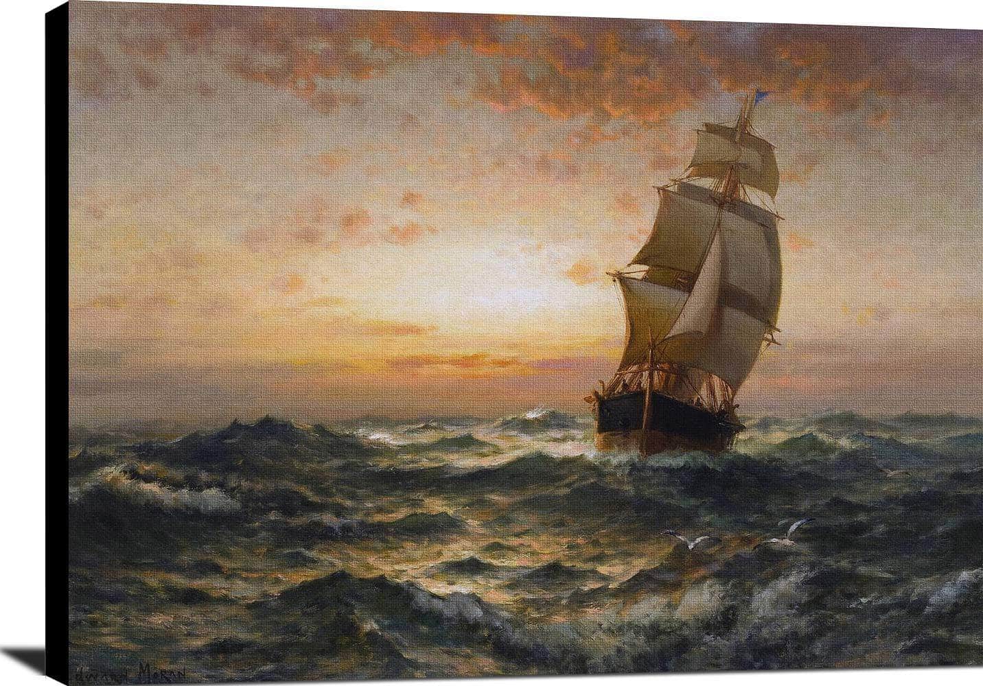Ship At Sea Painting Edward Moran Canvas Art - Image 2