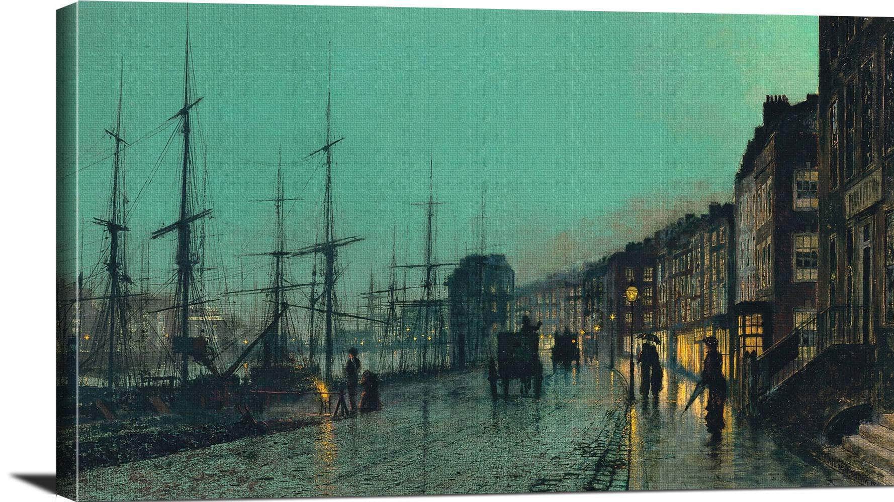 Shipping On The Clyde Painting John Atkinson Grimshaw Canvas Art - Image 3