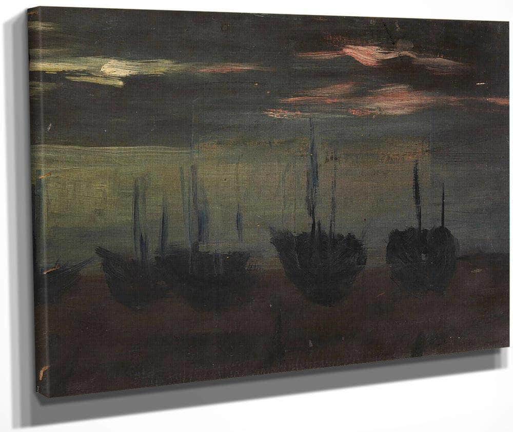 Ships In Moonlight By Alice Pike Barney
