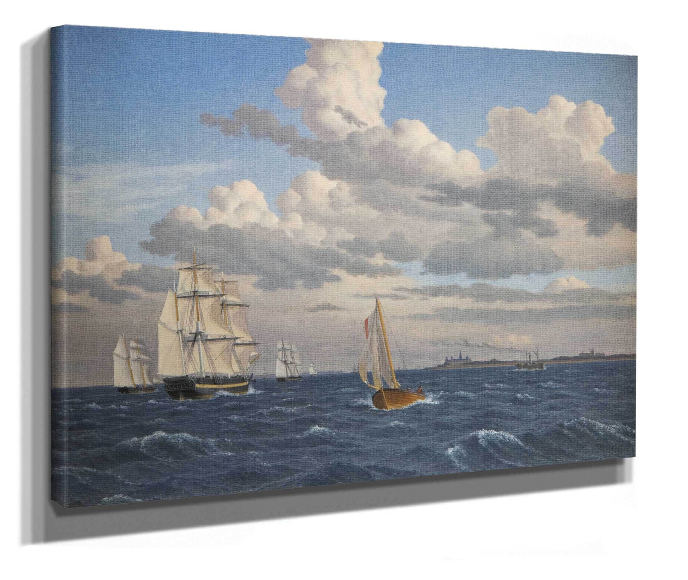 Ships In The Sound North Of Kronborg Castle Elsinore by Christoffer Wilhelm Eckersberg - Image 2