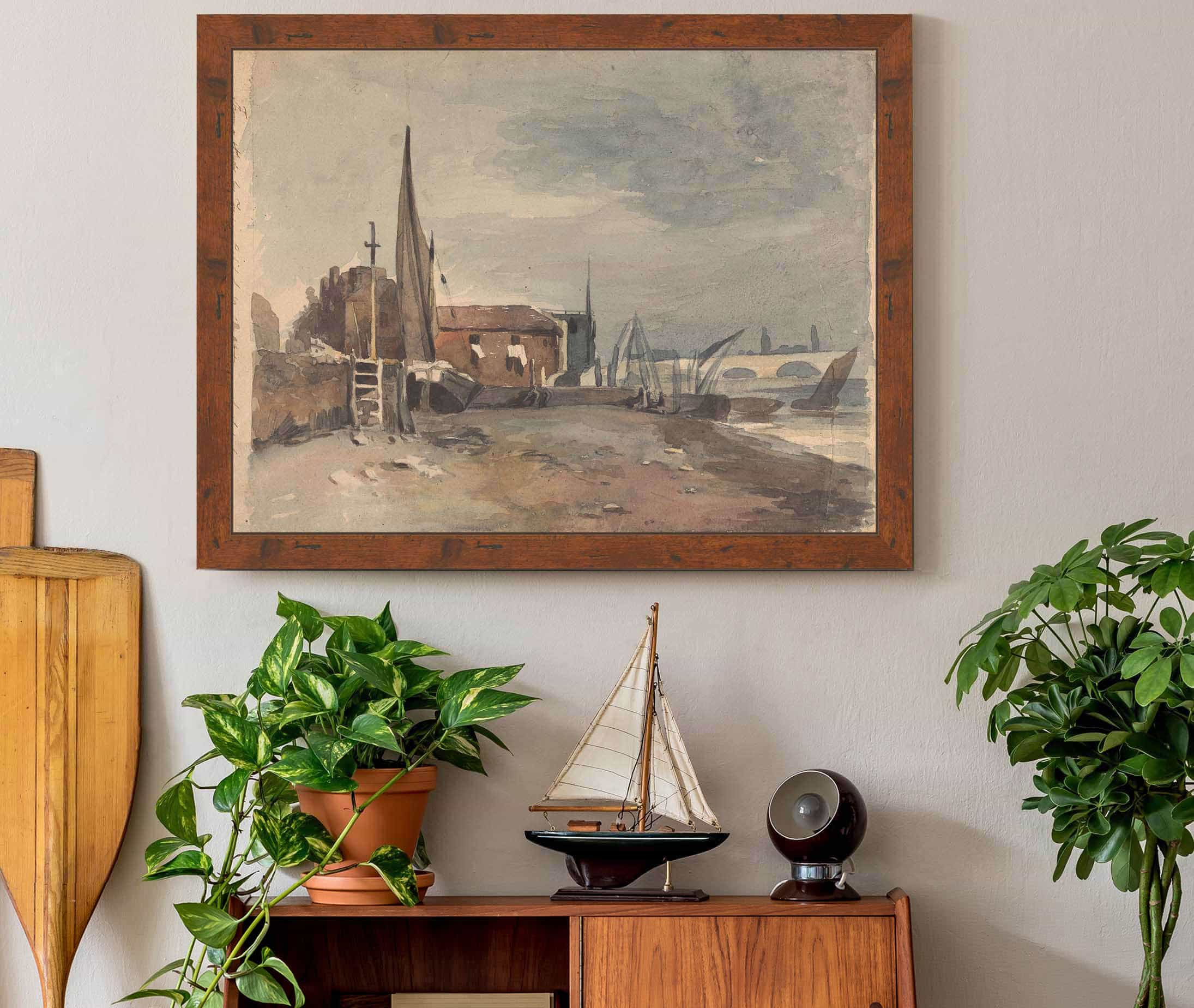 Shore Scene With Buildings And Boats by Thomas Sully - Image 3