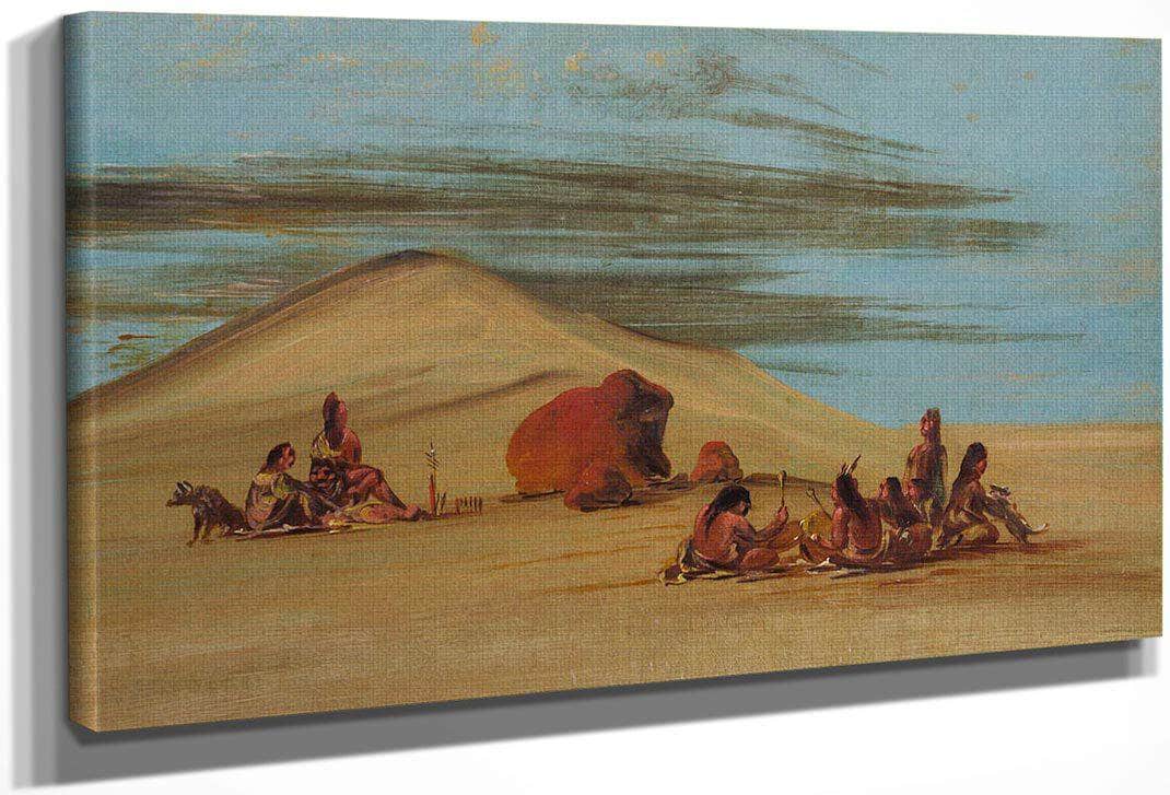 Sioux Worshiping At The Red Boulders By George Catlin