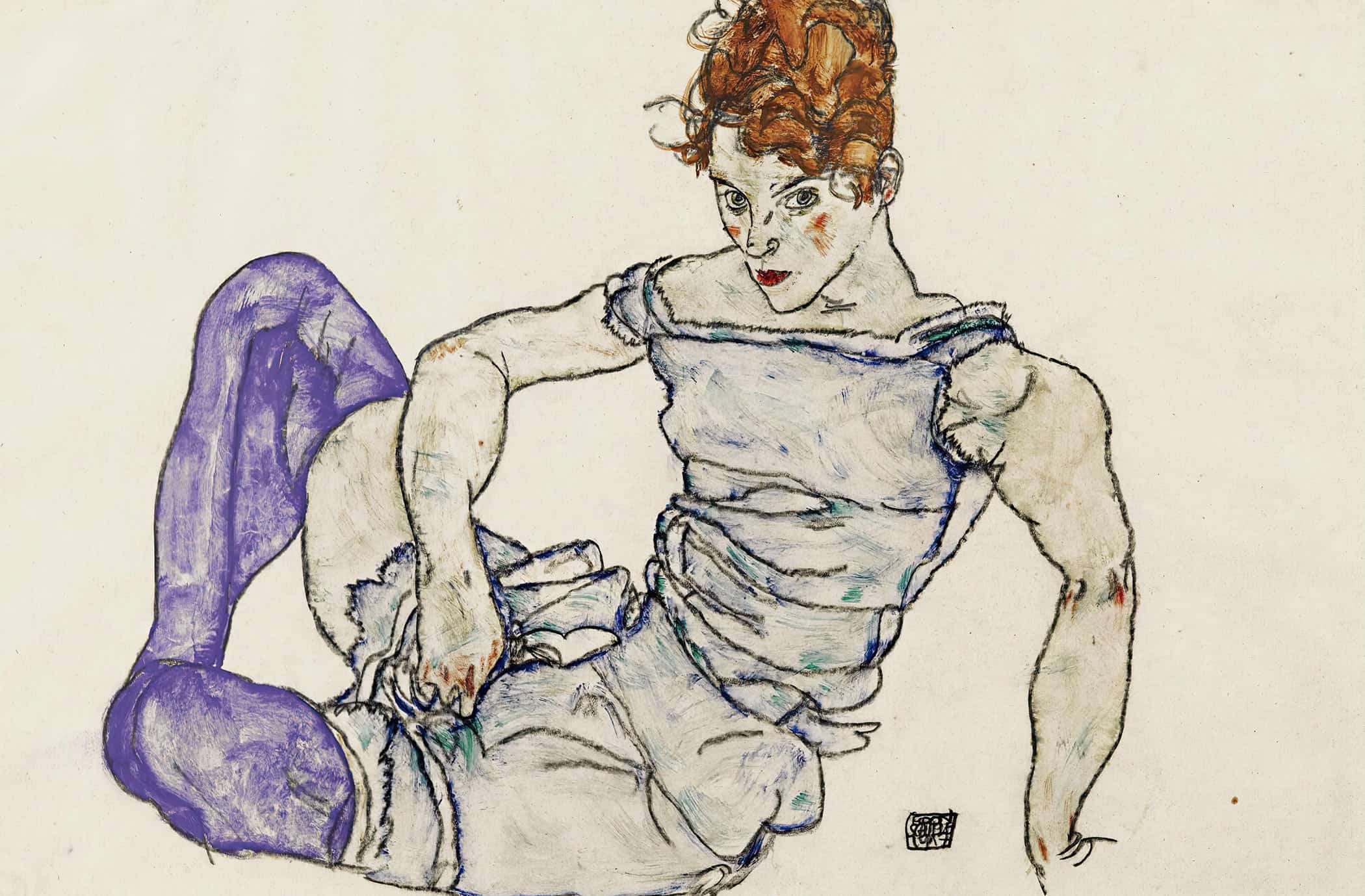 Sitzende Frau Mit Violetten Strumpfen Seated Woman In Violet Stockings by Egon Schiele - Image 2