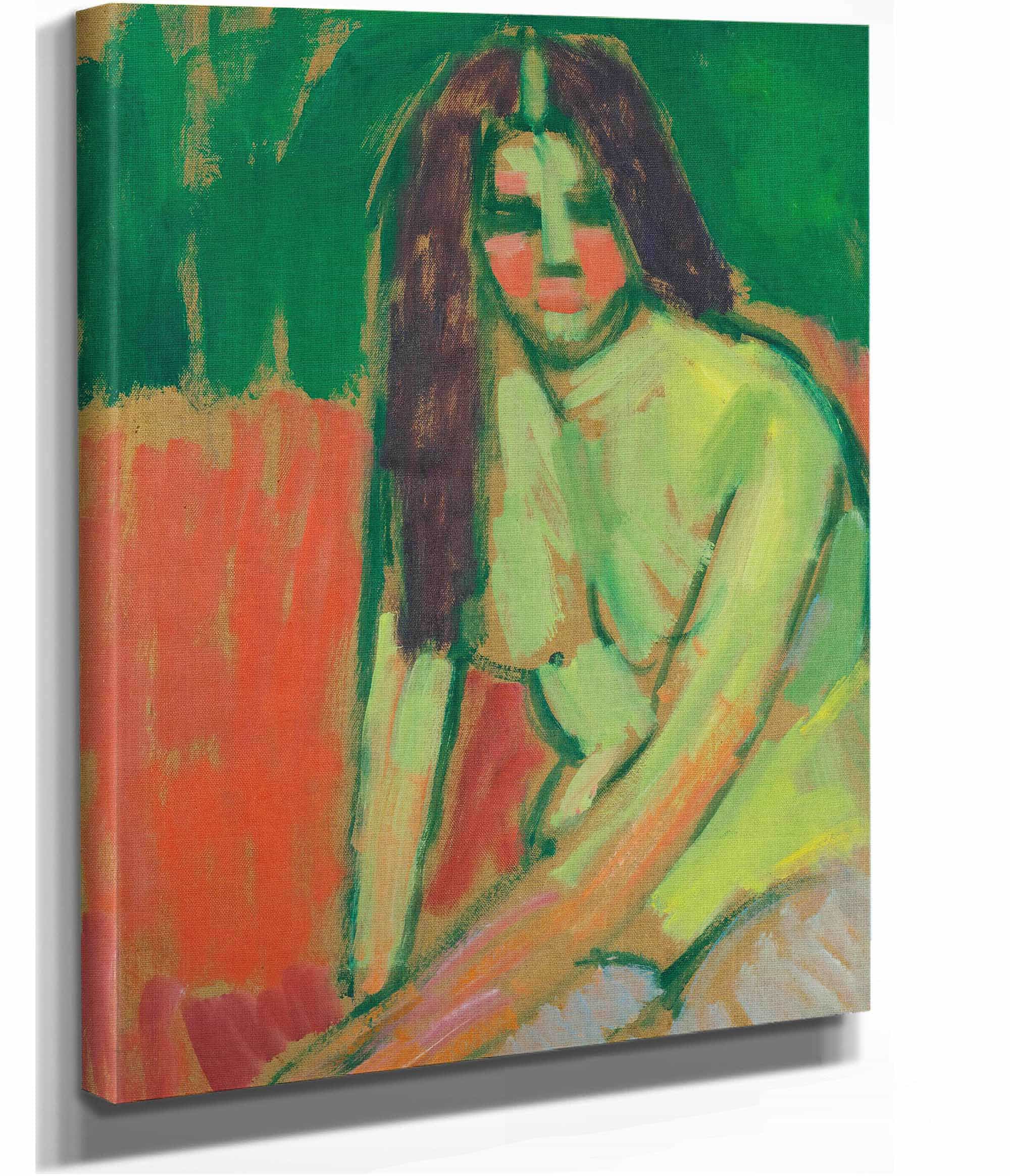 Sitzender Halbakt Geneigt Mit Langen Haaren Half Nude Figure by Alexej Von Jawlensky - Image 3