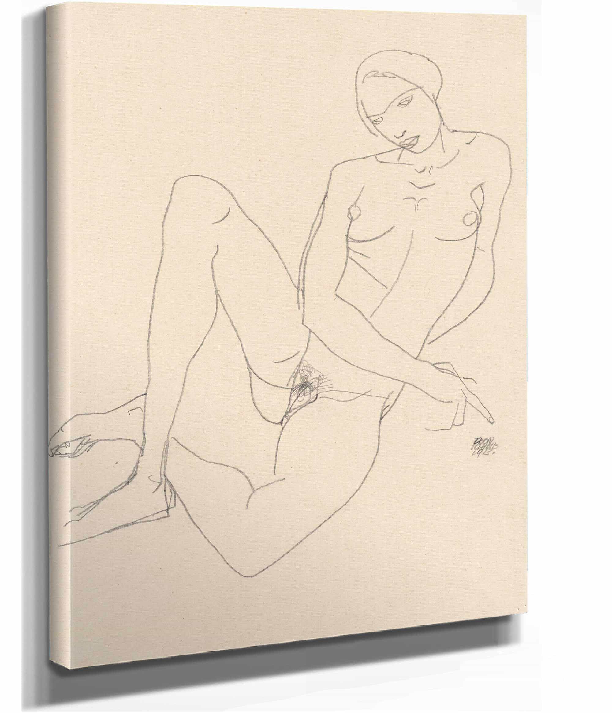 Sitzender Weiblicher Akt Mit Gegratschten Beinen by Egon Schiele - Image 2