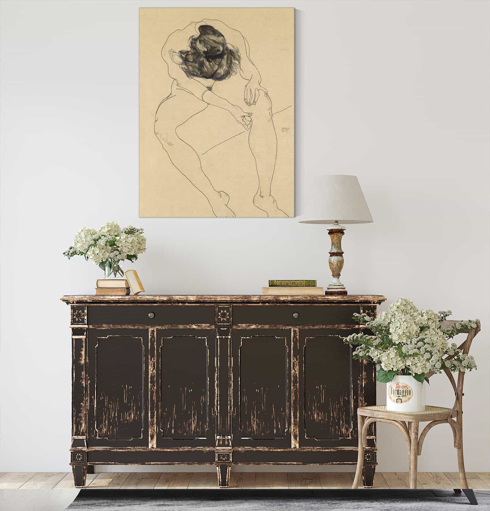 Sitzender Weiblicher Akt Von Oben Gesehen by Egon Schiele - Image 4