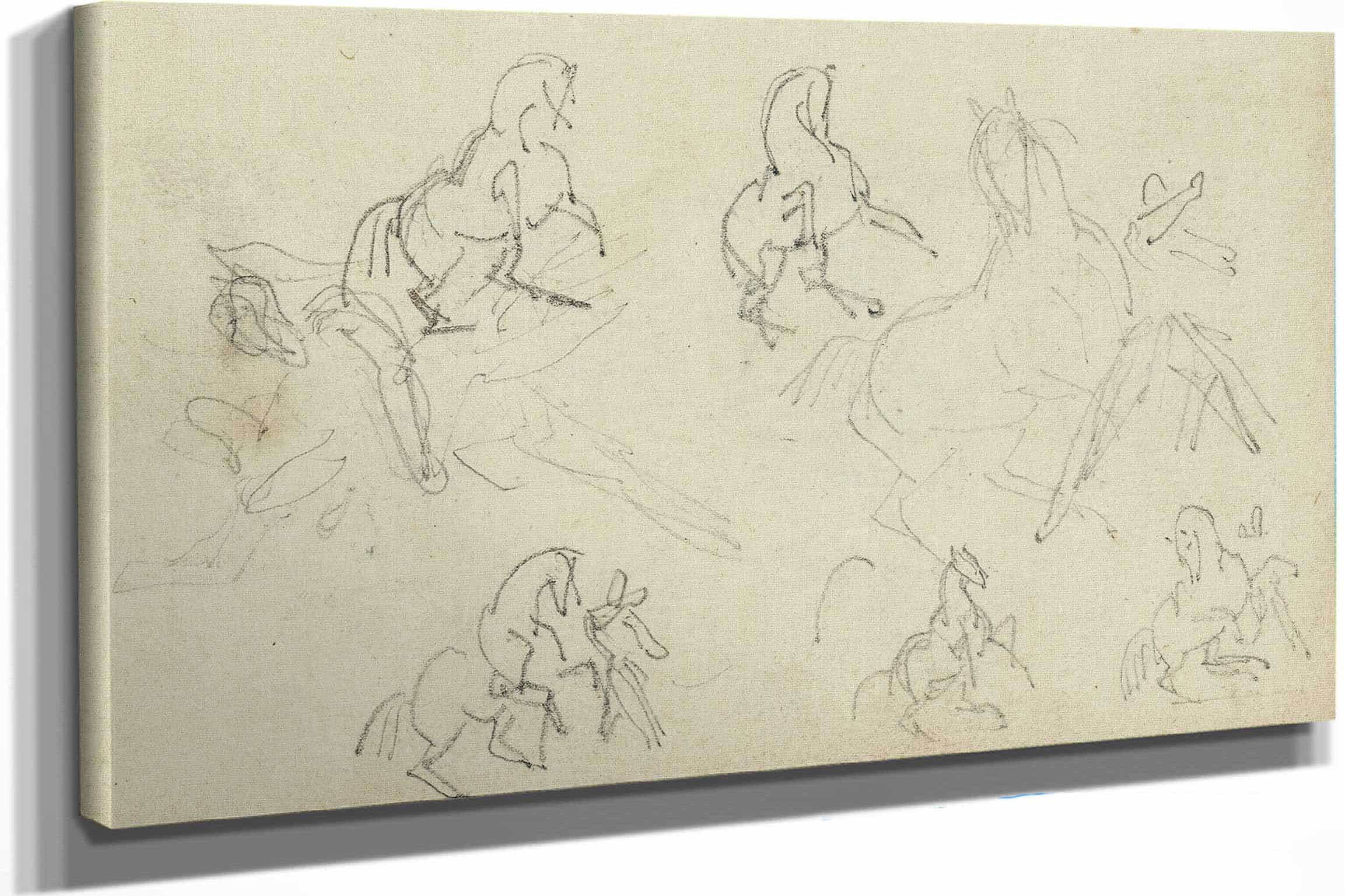 Six Studies For Man Beside A Rearing Horse by Theodore Gericault