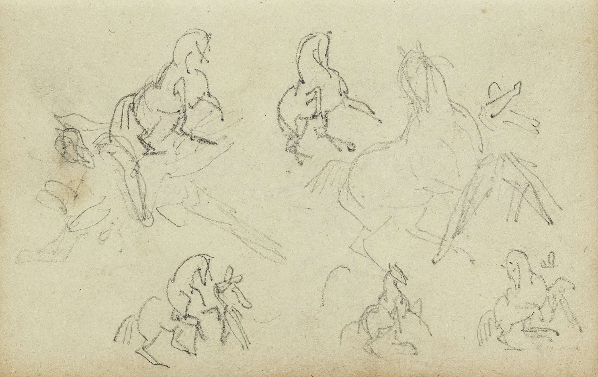 Six Studies For Man Beside A Rearing Horse by Theodore Gericault - Image 2