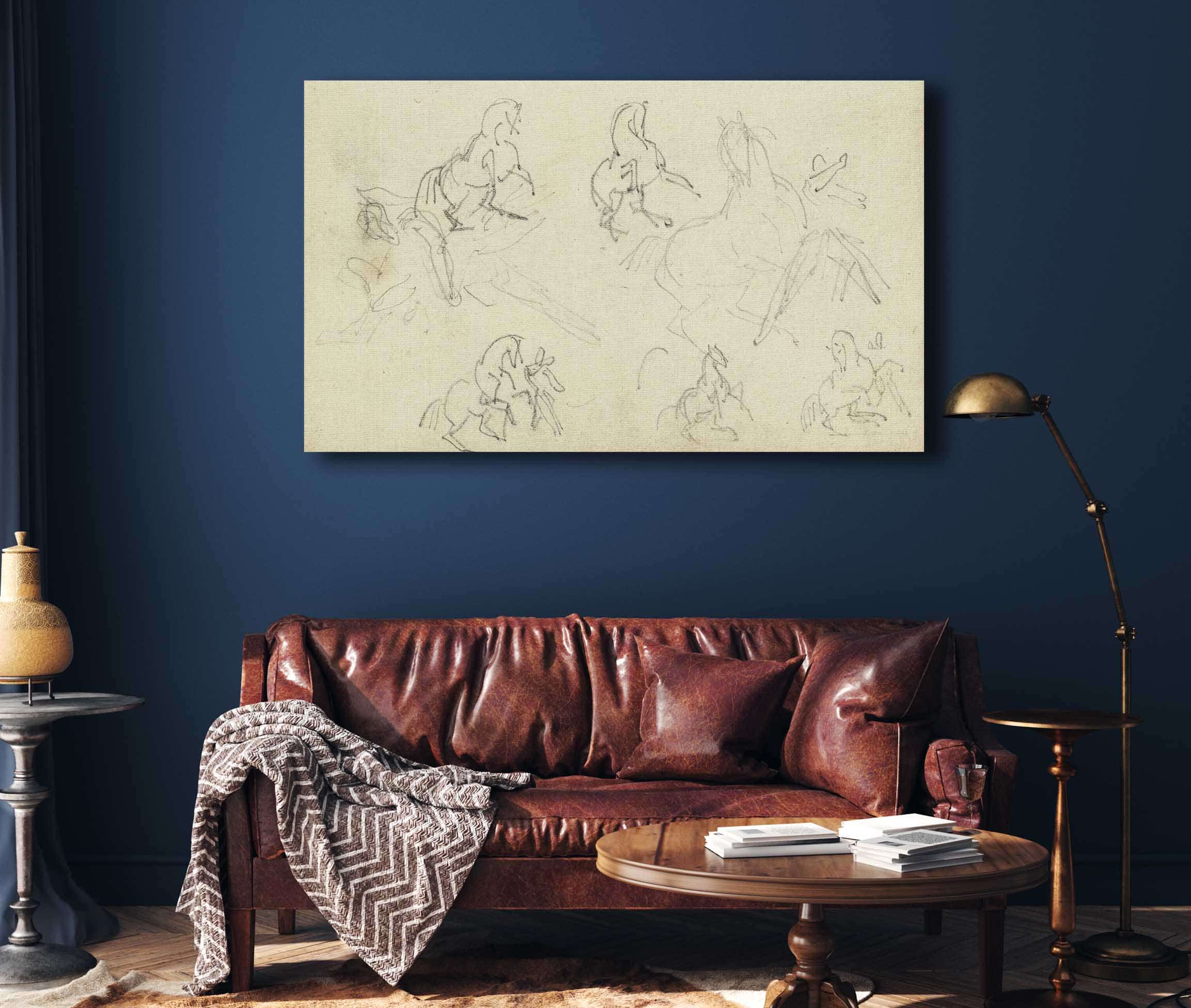 Six Studies For Man Beside A Rearing Horse by Theodore Gericault - Image 4