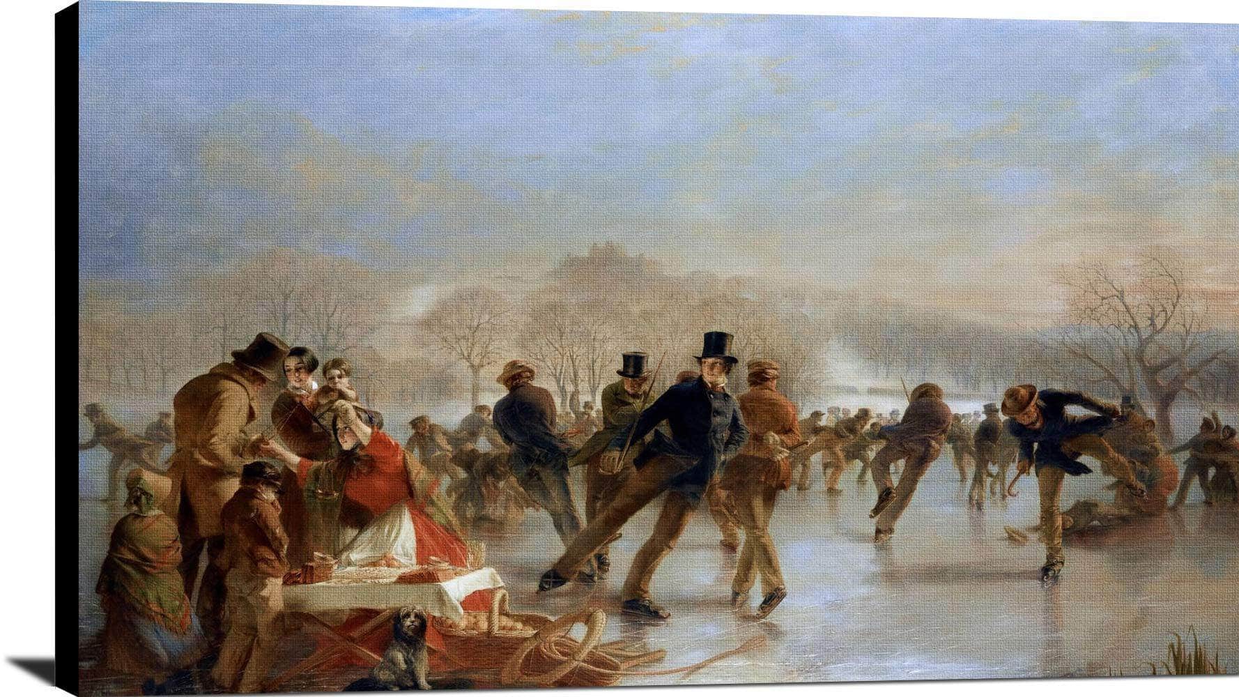 Skaters, A Scene On Duddingston Loch Painting Charles Lees Canvas Art - Image 2