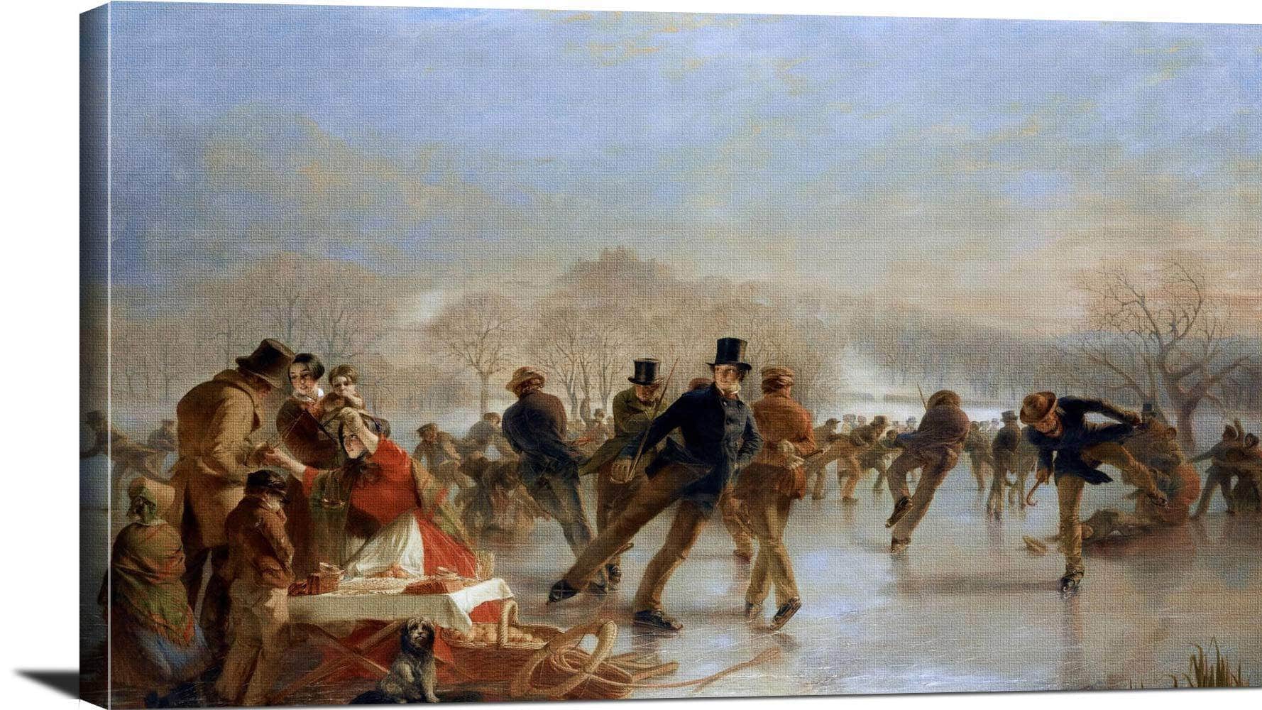 Skaters, A Scene On Duddingston Loch Painting Charles Lees Canvas Art - Image 3