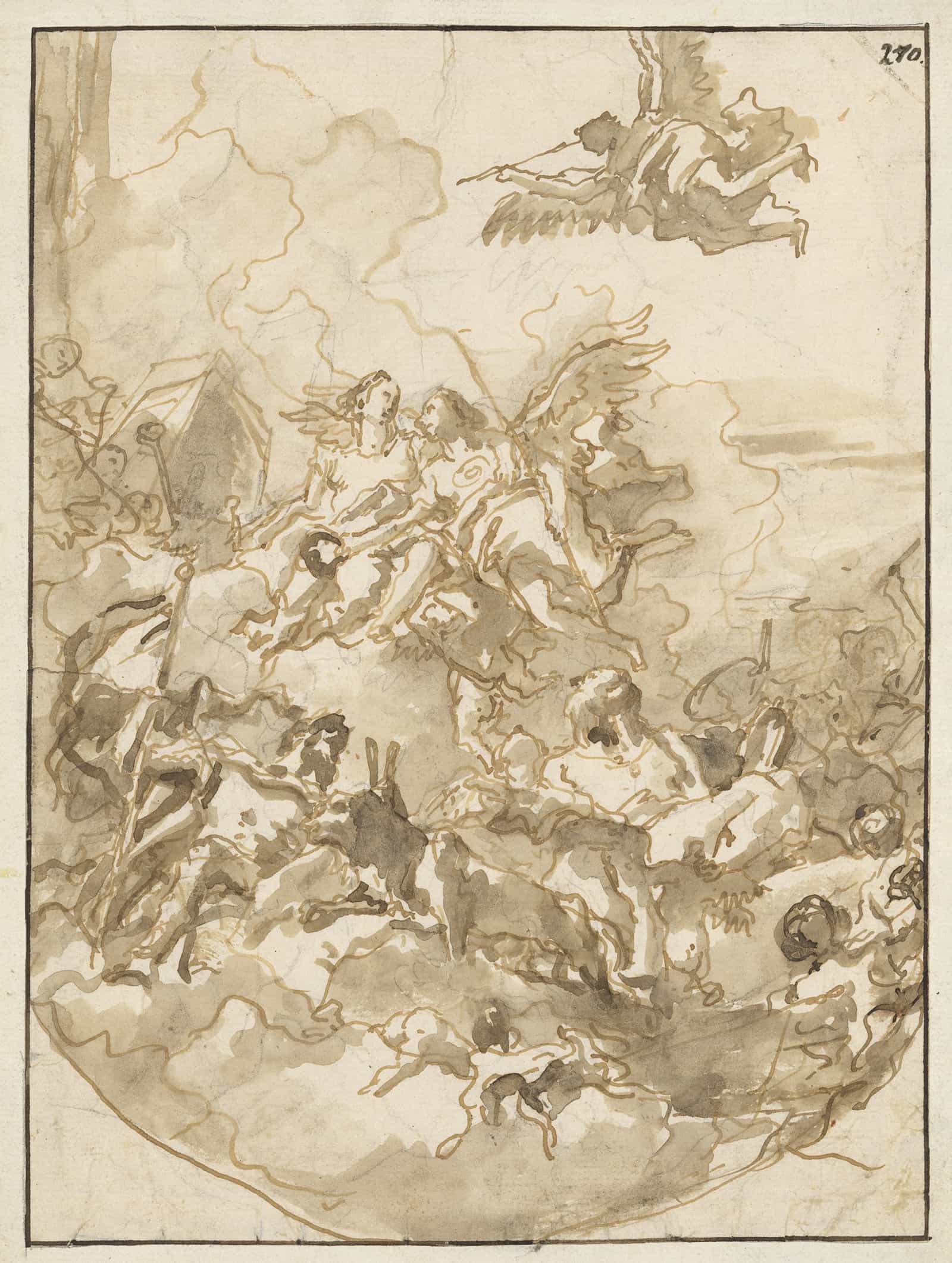 Sketch For A Ceiling With An Allegory Of Fortitude And Wisdom by Giovanni Domenico Tiepolo