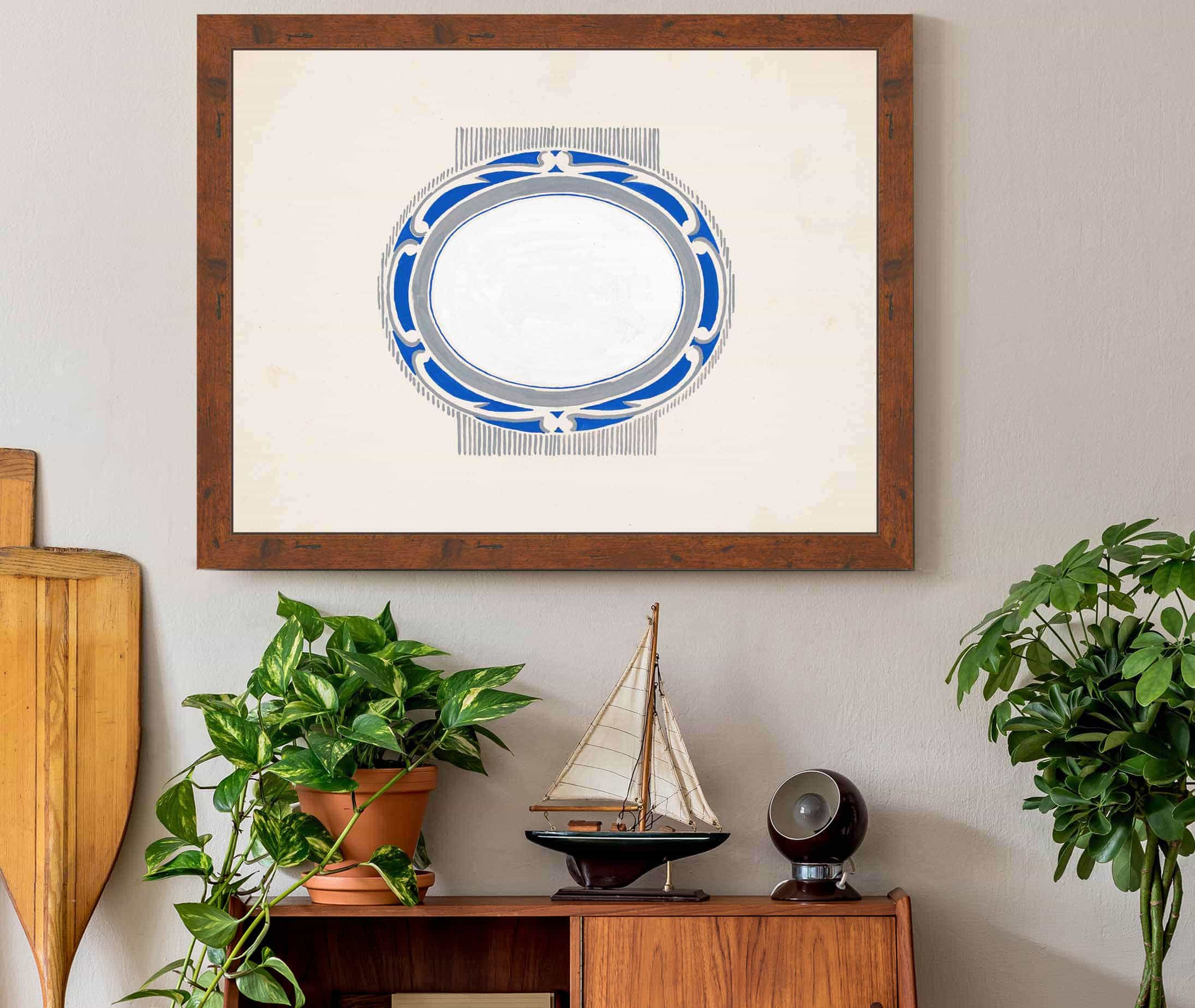 Sketch For Oval Medallion And Ruppert Beer Blue And Silver Logo by Winold Reiss - Image 3