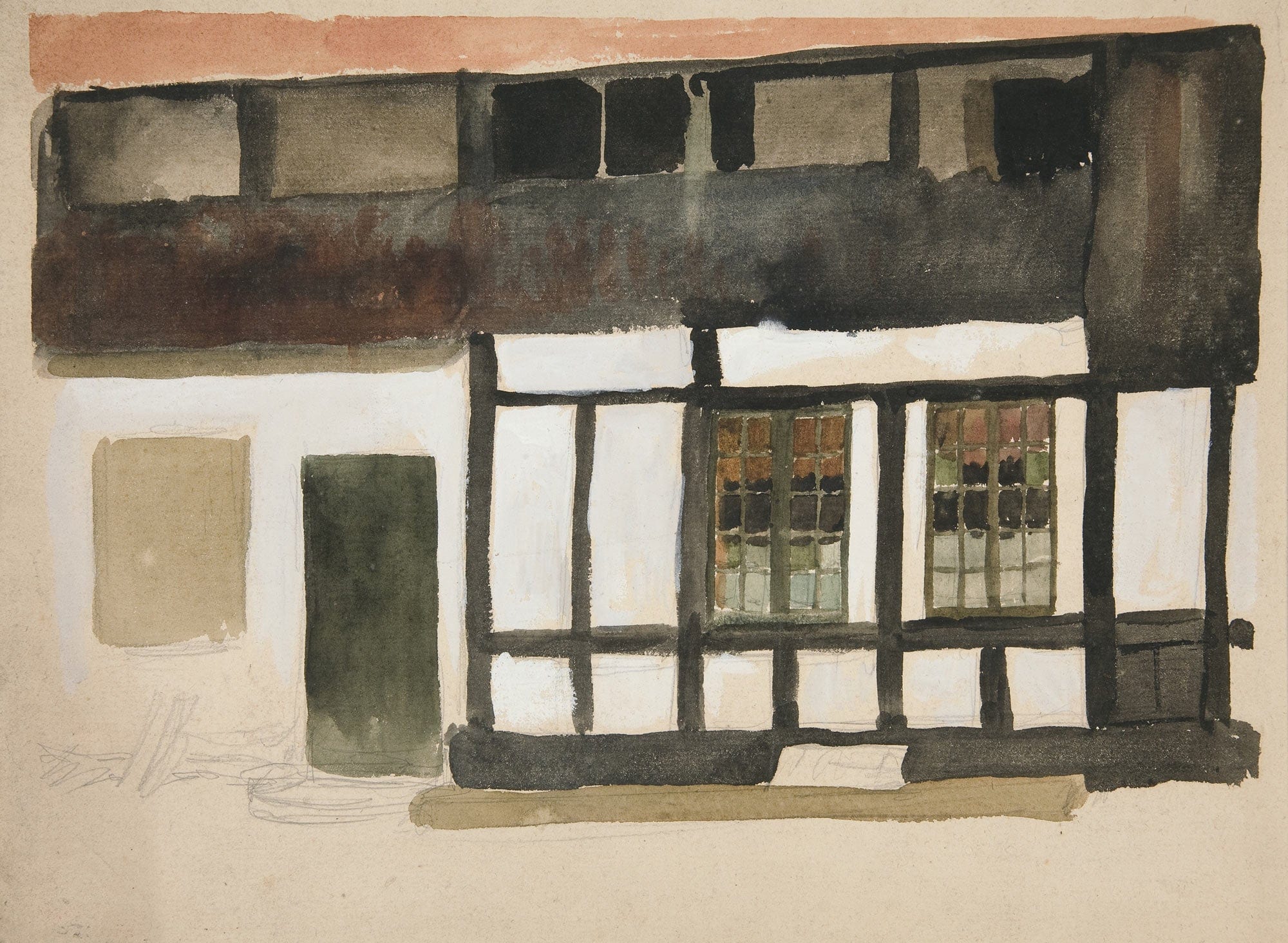 Sketch Of Exterior Of A Tudor House by Edwin Austin Abbey - Image 2