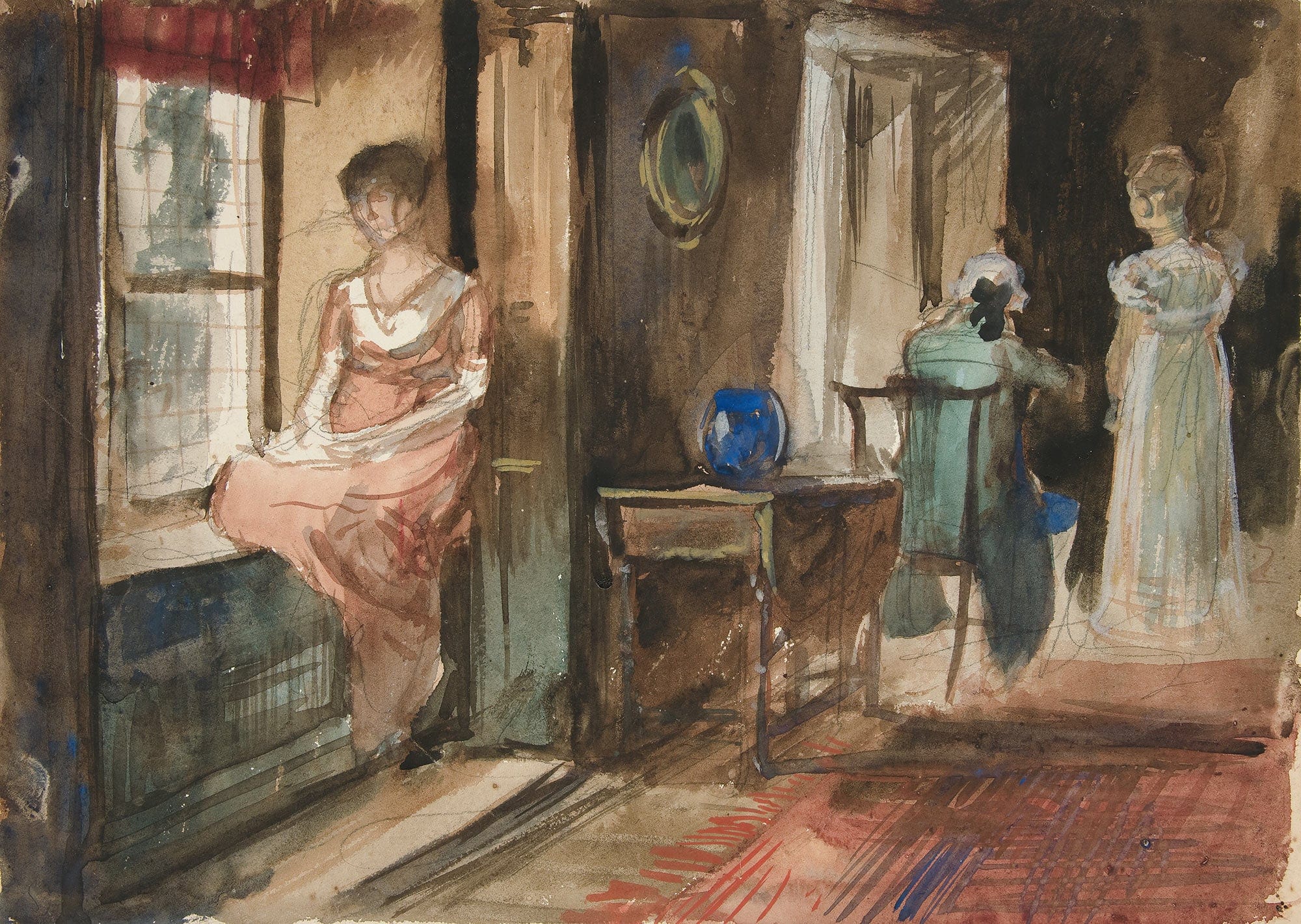 Sketch Of Figures In An Interior by Edwin Austin Abbey - Image 2