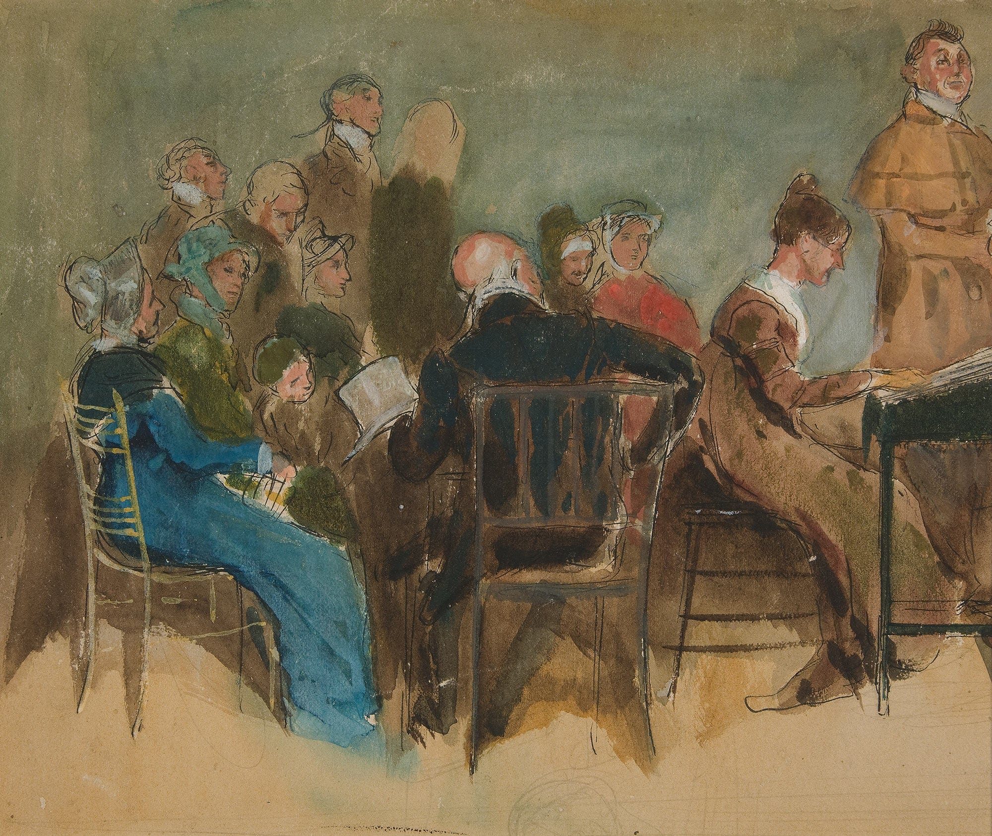 Sketch Of Women In An Interior Unidentified Illustration by Edwin Austin Abbey - Image 2