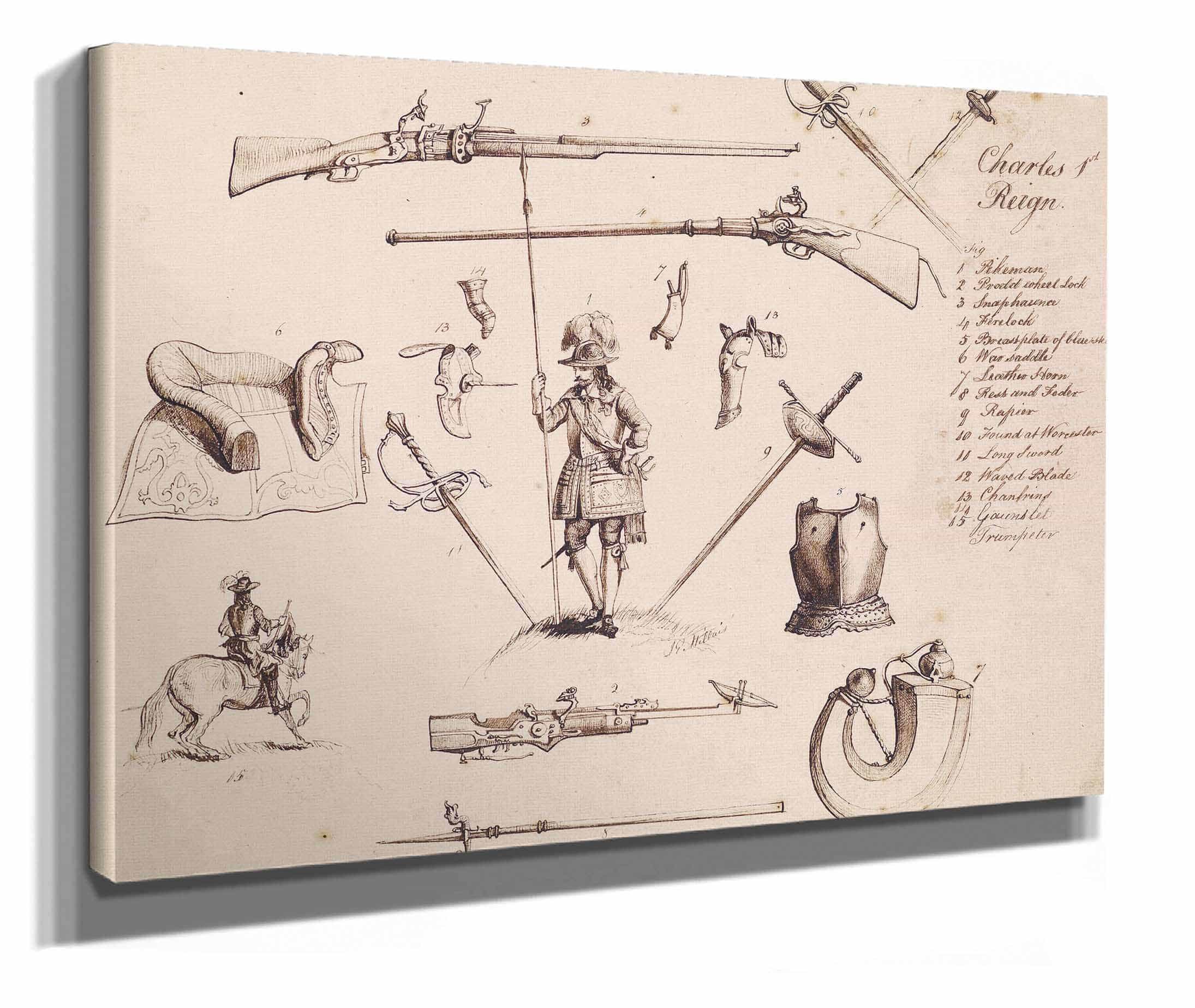 Sketches Of Armour Study For Charles I by Sir John Everett Millais - Image 2