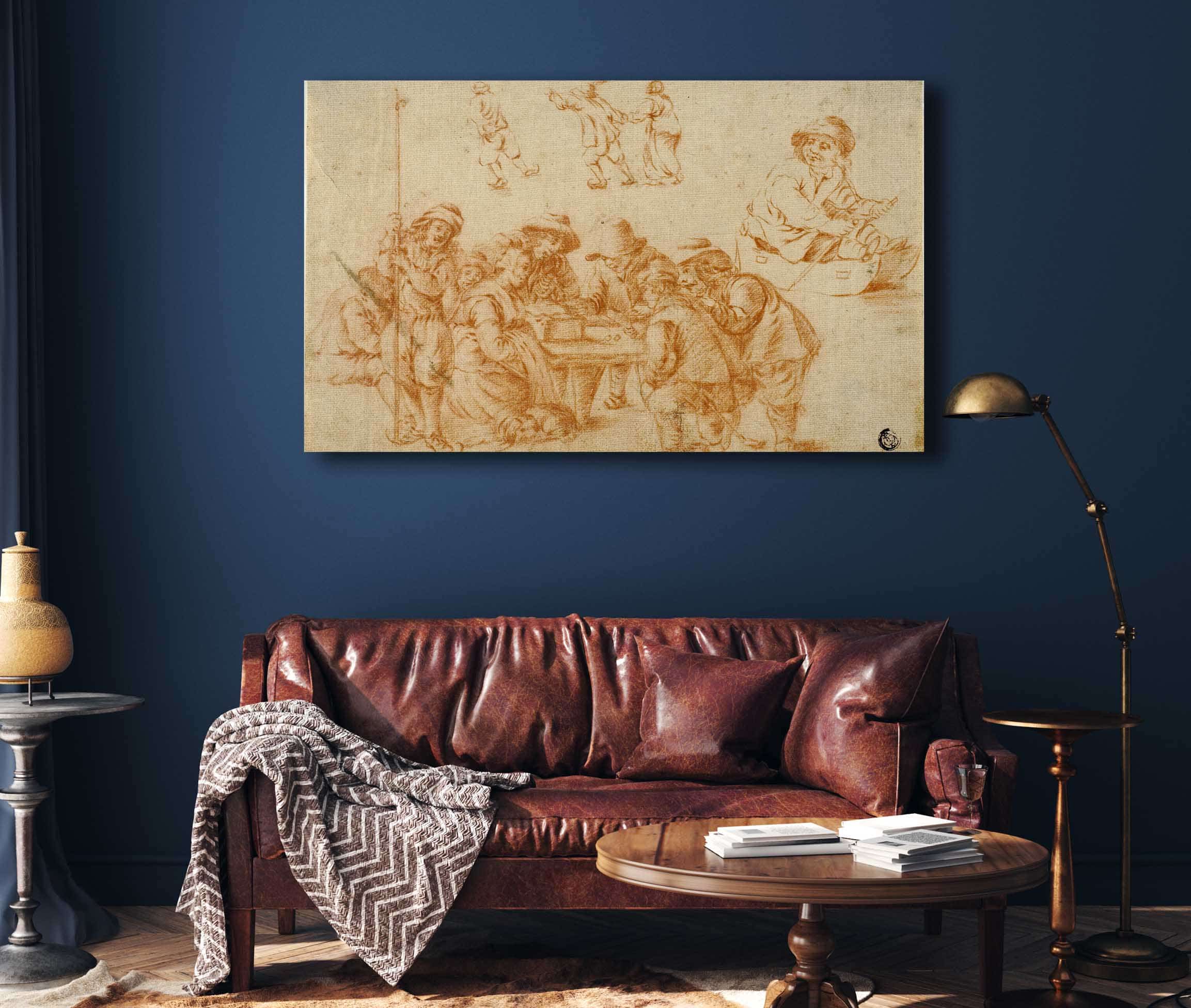 Sketches Of Peasants Playing Dice And Skating Sketch Of Boy On Sled By Adriaen Van Ostade - Image 4