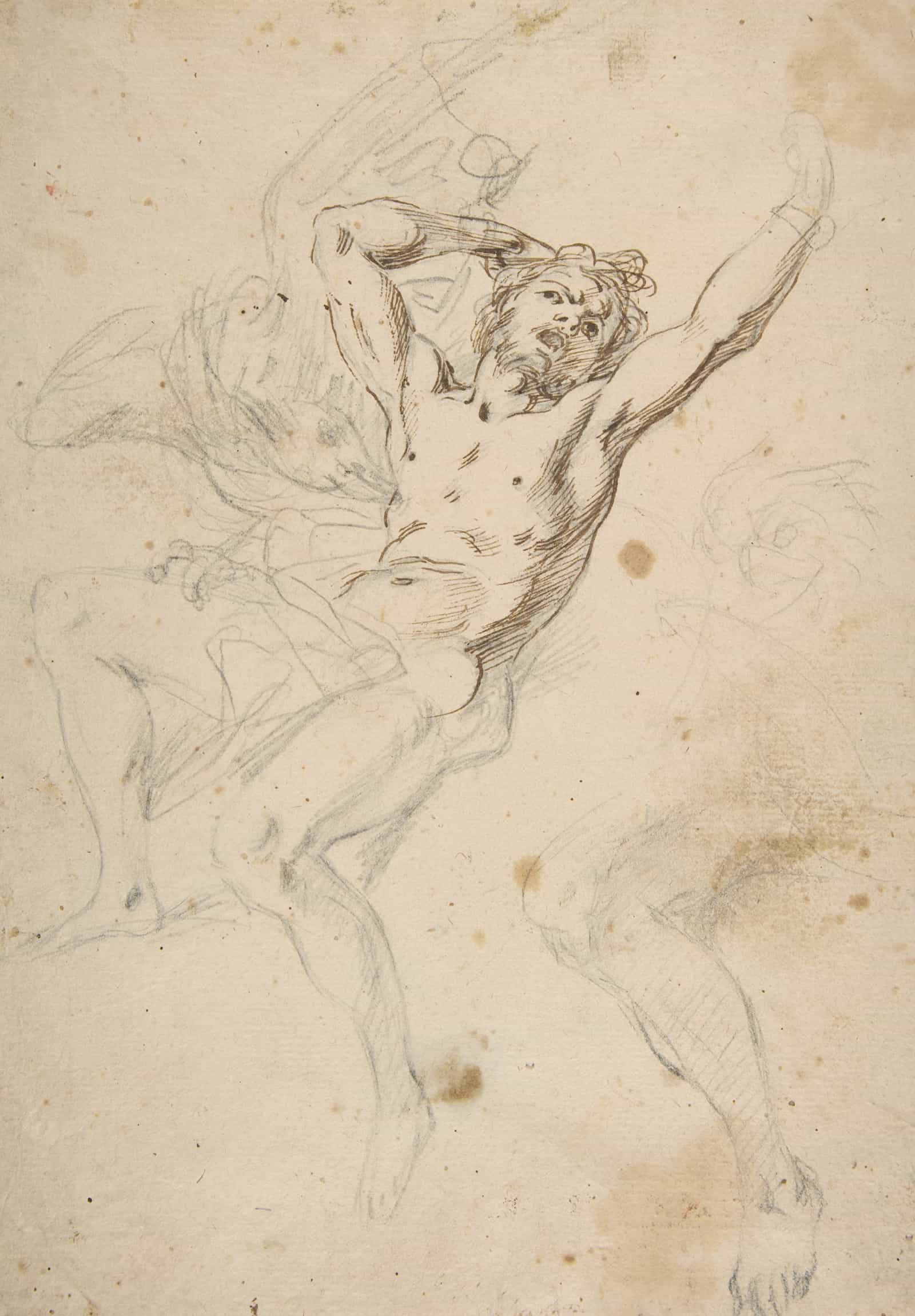 Slight Sketch Of Head And Shoulders Of Man In Lead Pencil by Salvator Rosa