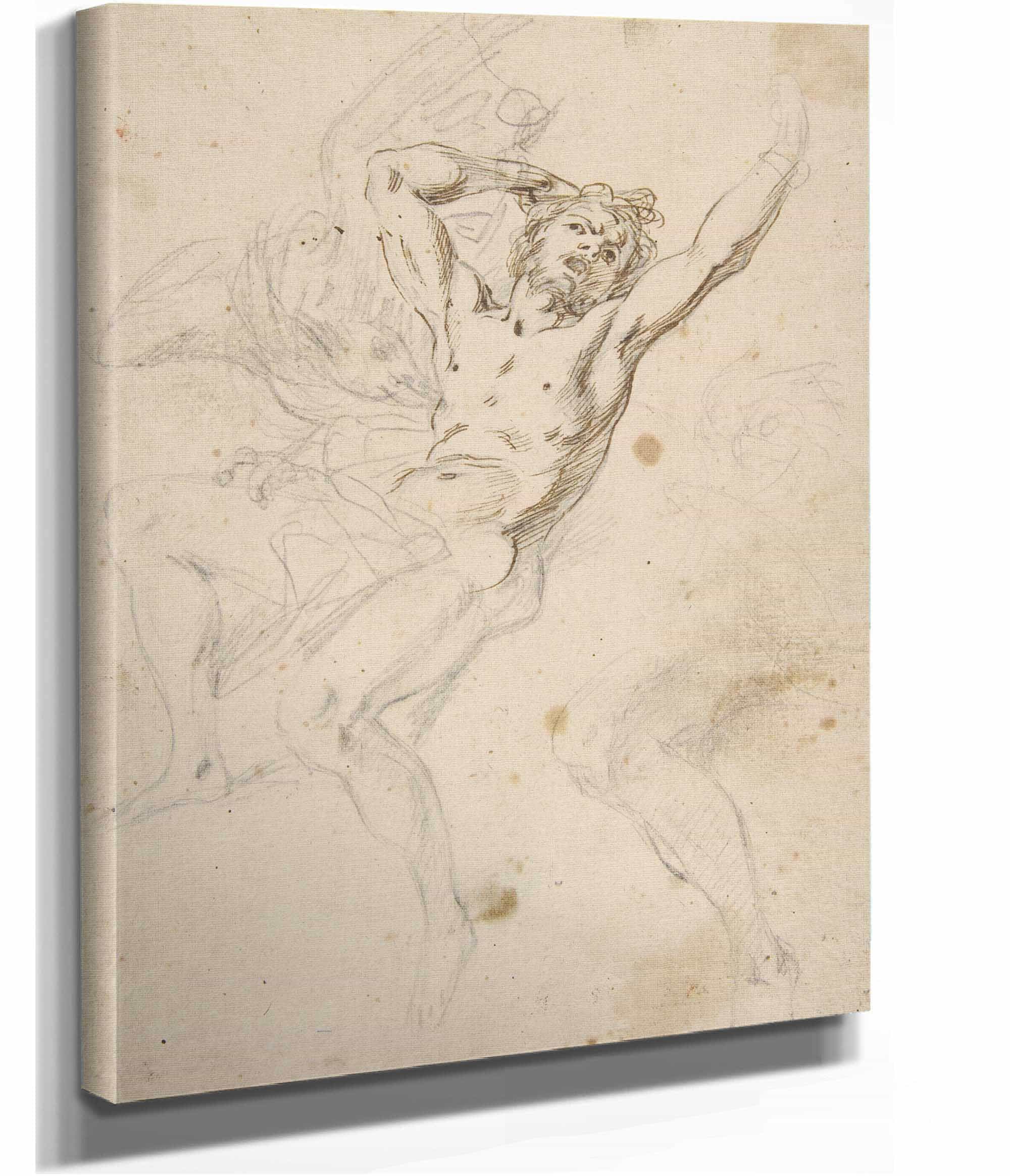Slight Sketch Of Head And Shoulders Of Man In Lead Pencil by Salvator Rosa - Image 2