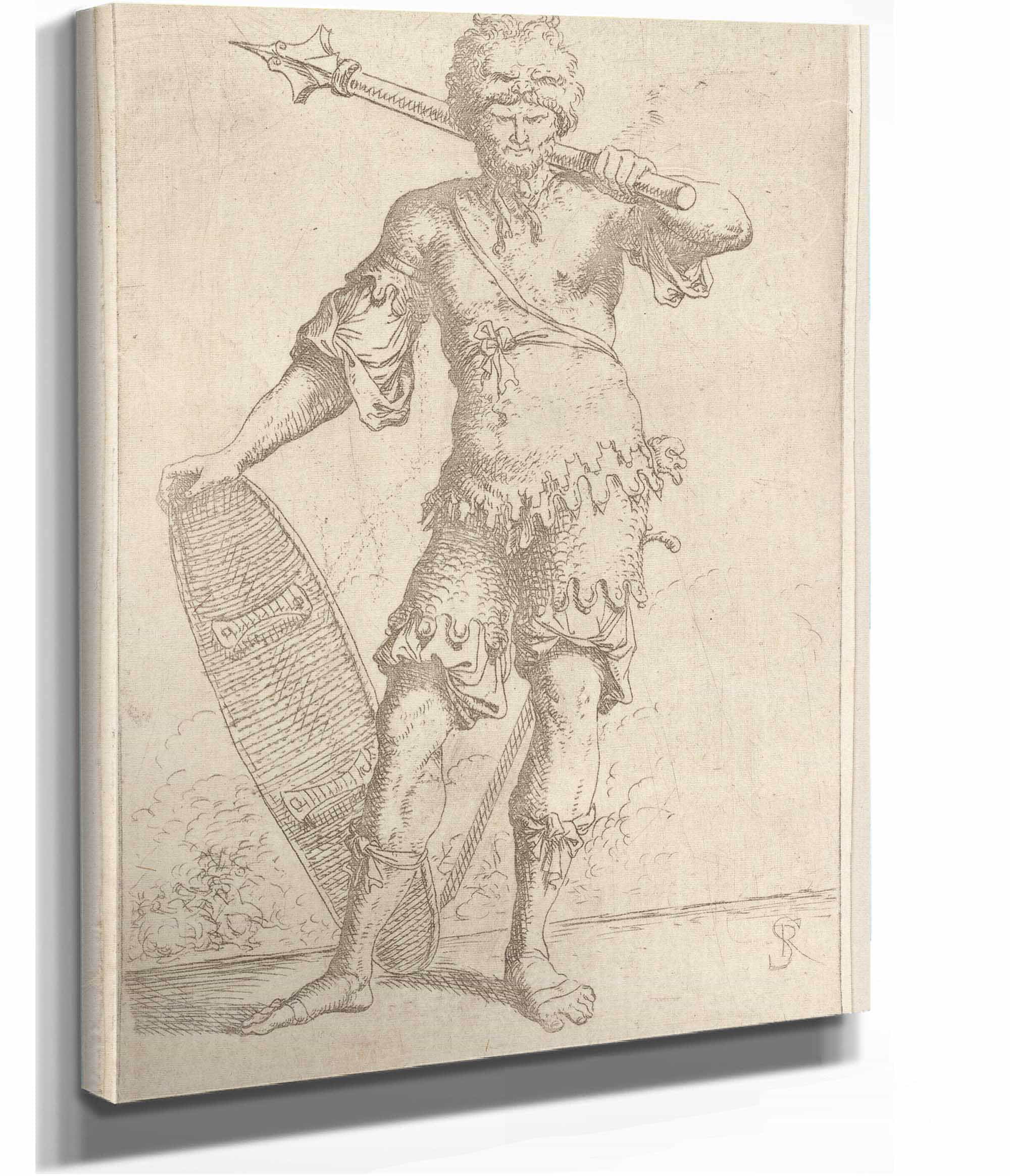 Soldier En Face Shouldering A Pike And Holding A Shield by Salvator Rosa - Image 2