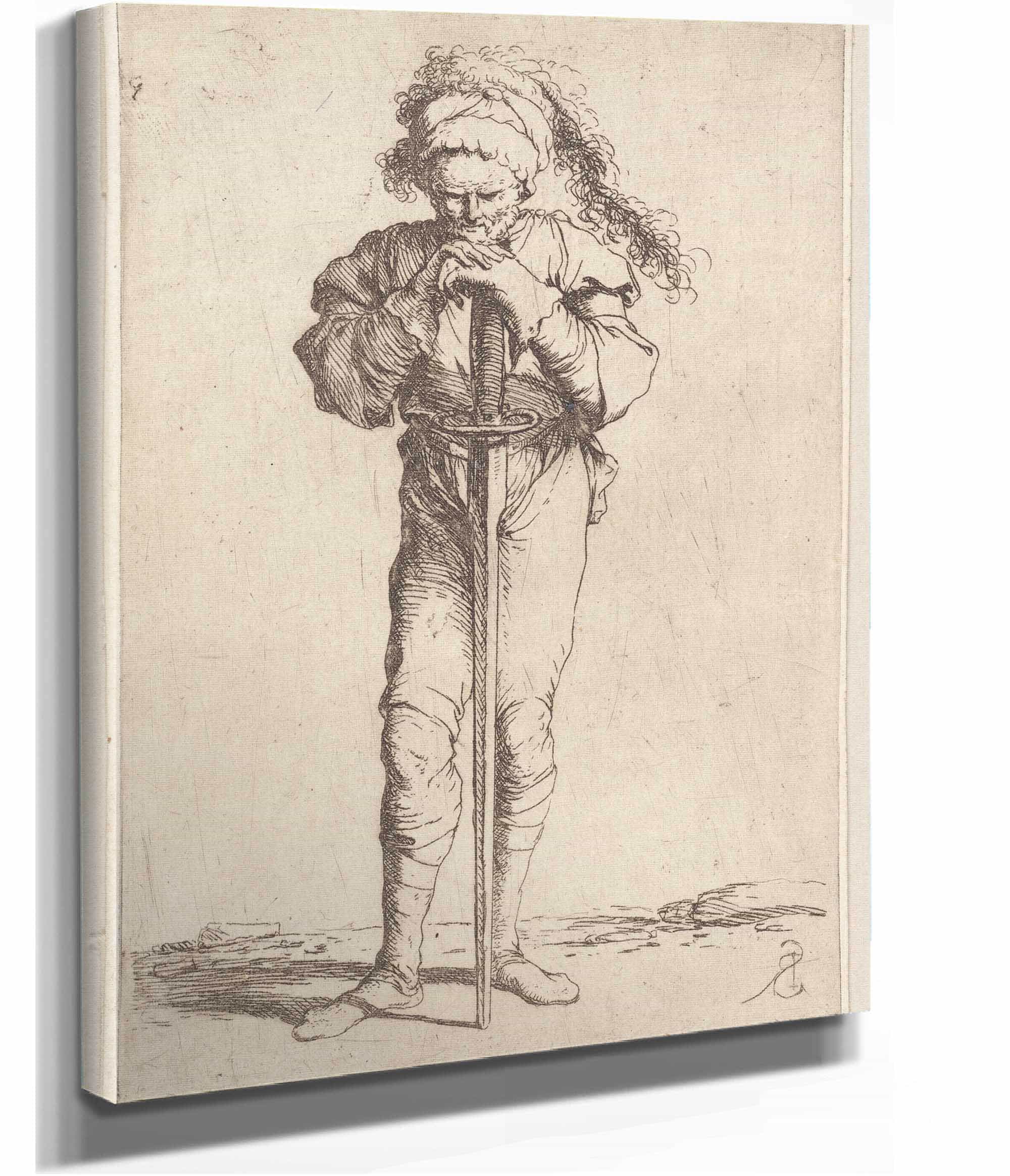 Soldier Holding A Long Sword With Both Hands  by Salvator Rosa - Image 2