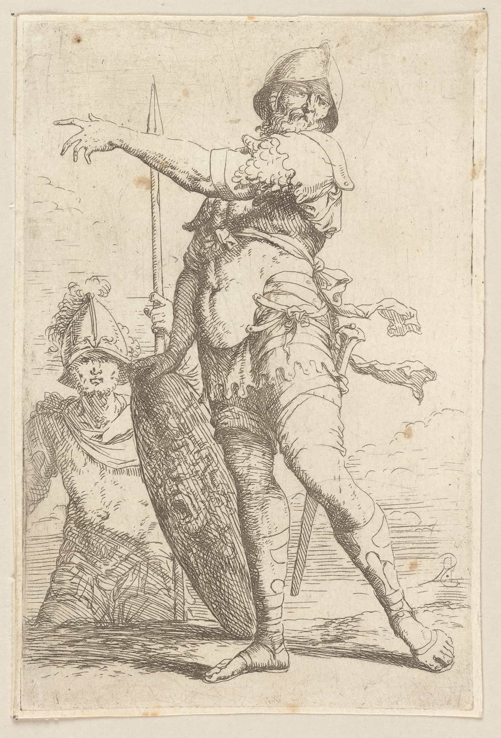 Soldier Holding A Shield With The Head Of Medusa by Salvator Rosa