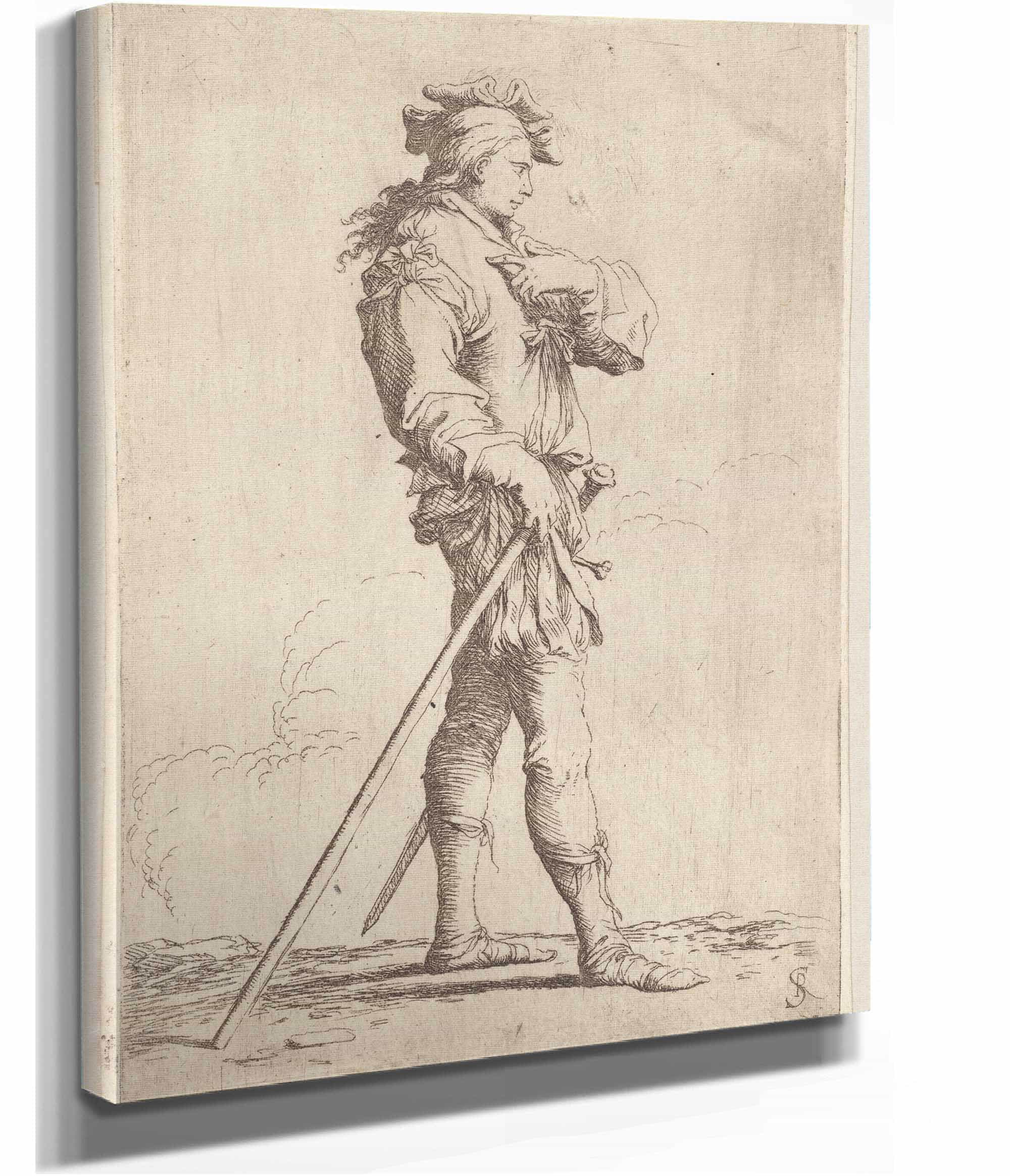 Soldier In Profile With Sword And Cane Facing Right by Salvator Rosa - Image 2