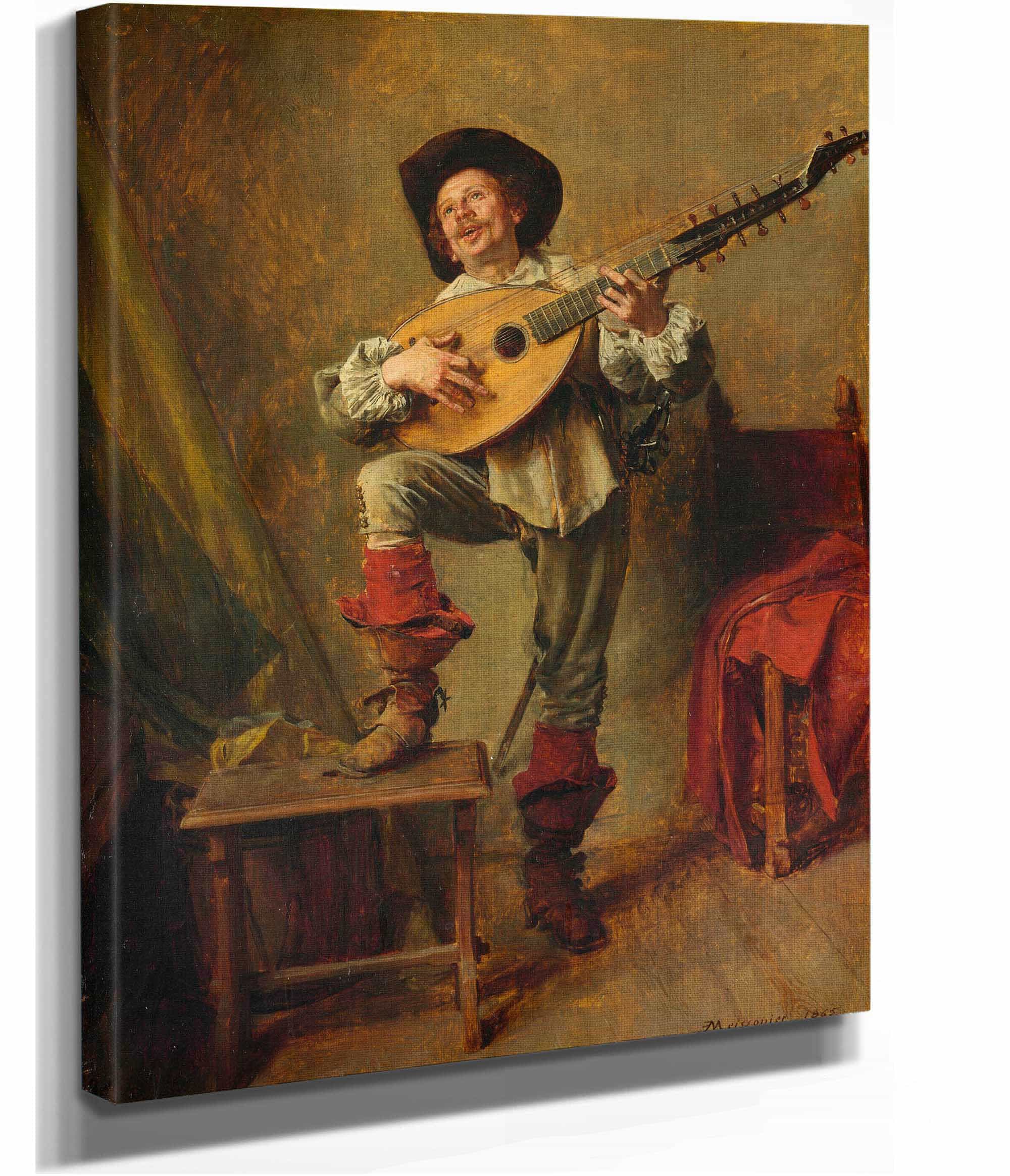 Soldier Playing The Theorbo by Ernest Meissonier - Image 2