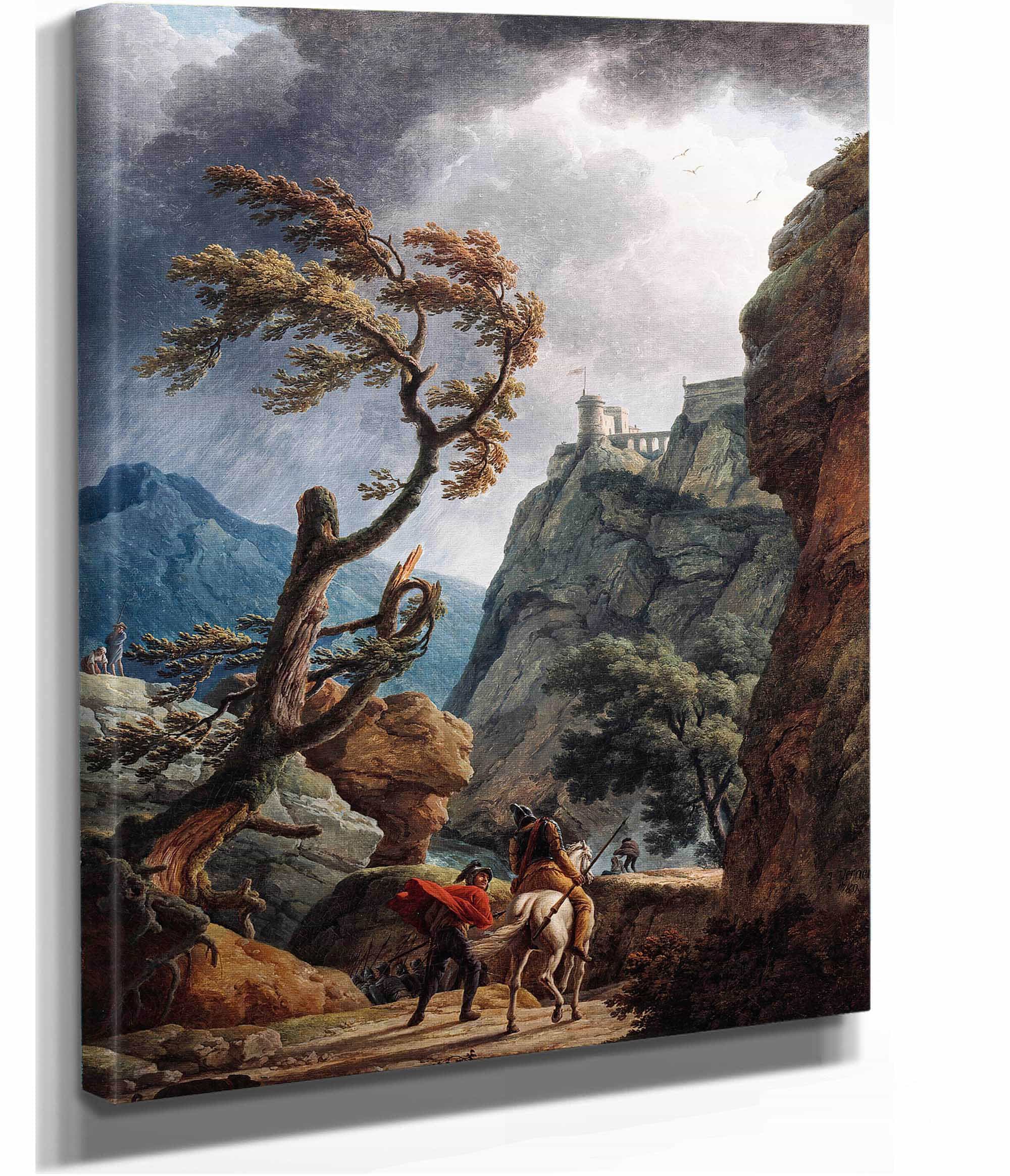 Soldiers In A Mountain Gorge With A Storm by Claude Joseph Vernet - Image 2