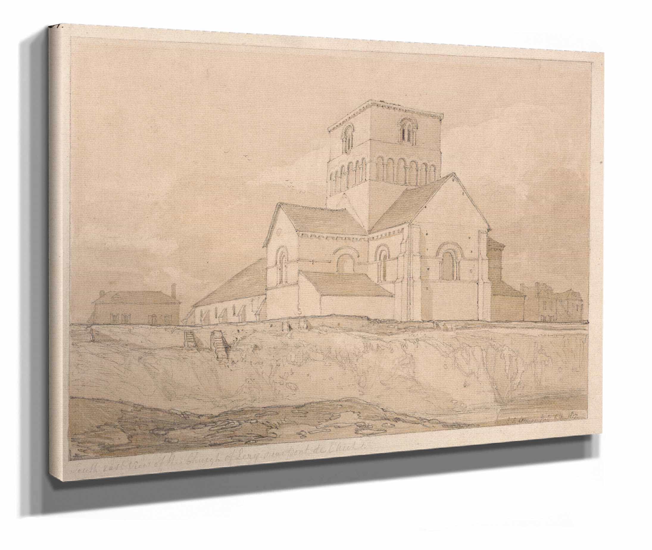 South East View Of The Church Of Lery Near Pont De Larche Normandy by John Sell Cotman - Image 2