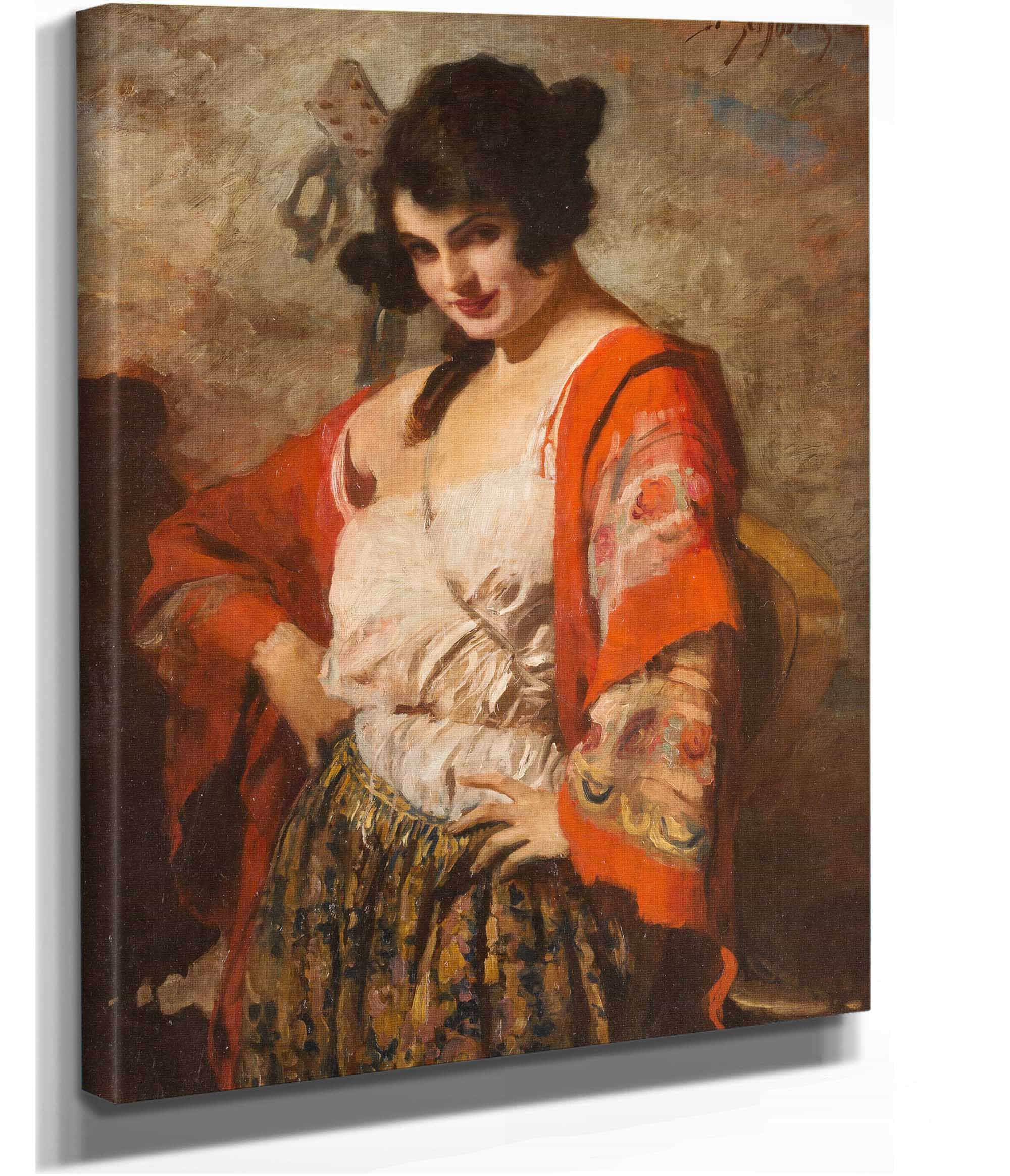 Spanish Beauty With Guitar by Leopold Schmutzler - Image 2