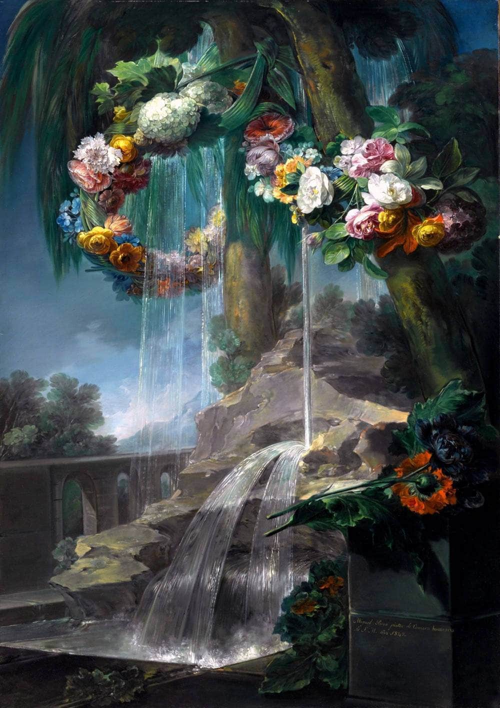 Spring Flowing With Garlands Of Flowers Painting Miguel Parra Abril Canvas Art - Image 5