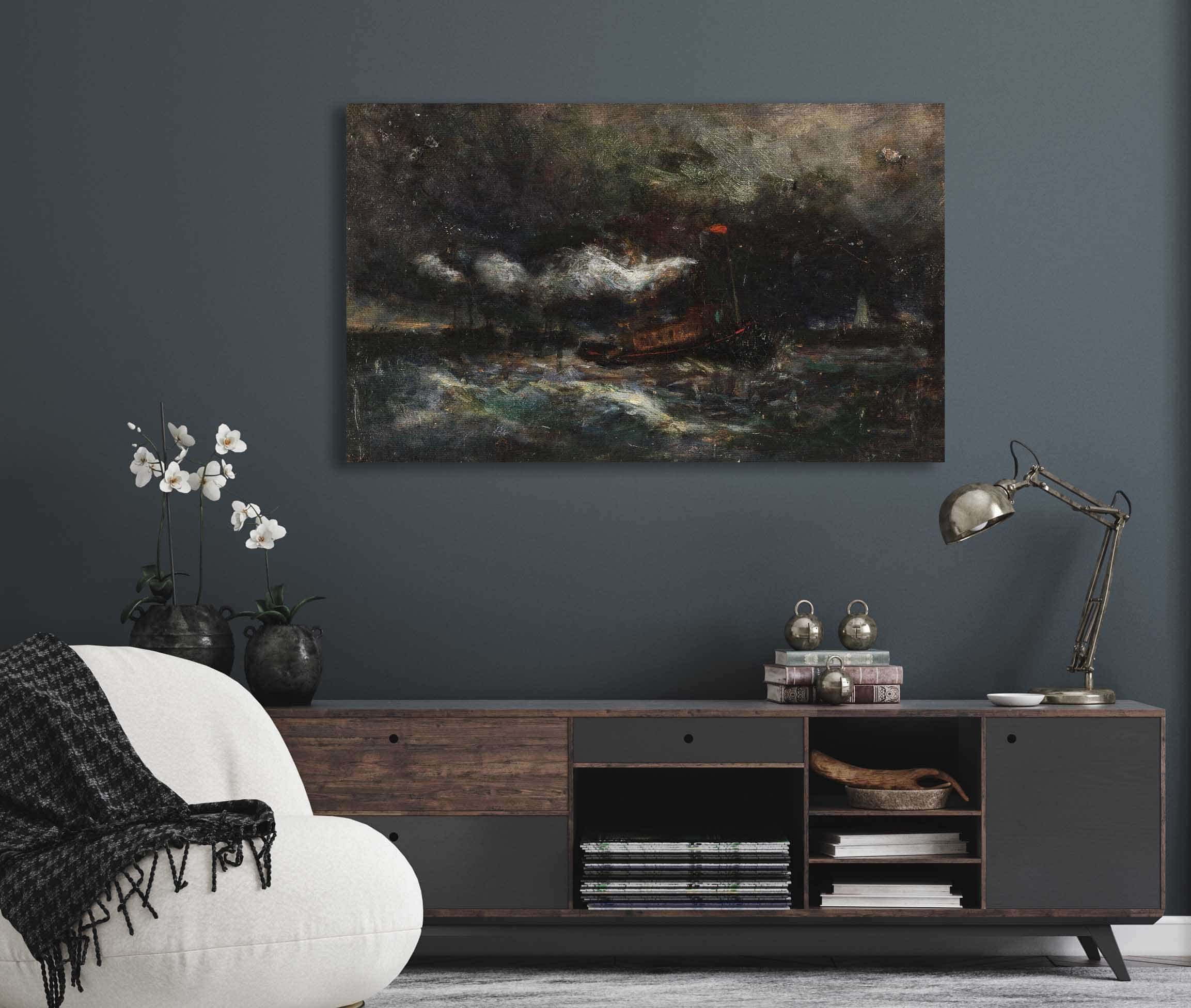 Squall Brenton Light Boat In Storm by Edward Mitchell Bannister - Image 5