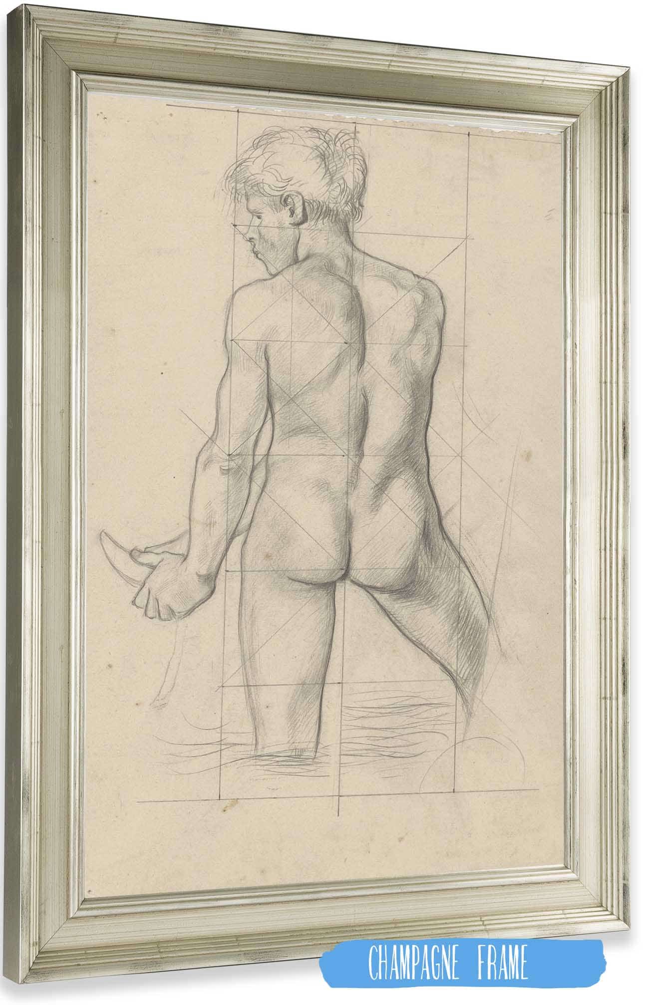Staand Mannelijk Naakt In Het Water Op De Rug Gezien by Richard Nicolaus Roland Holst