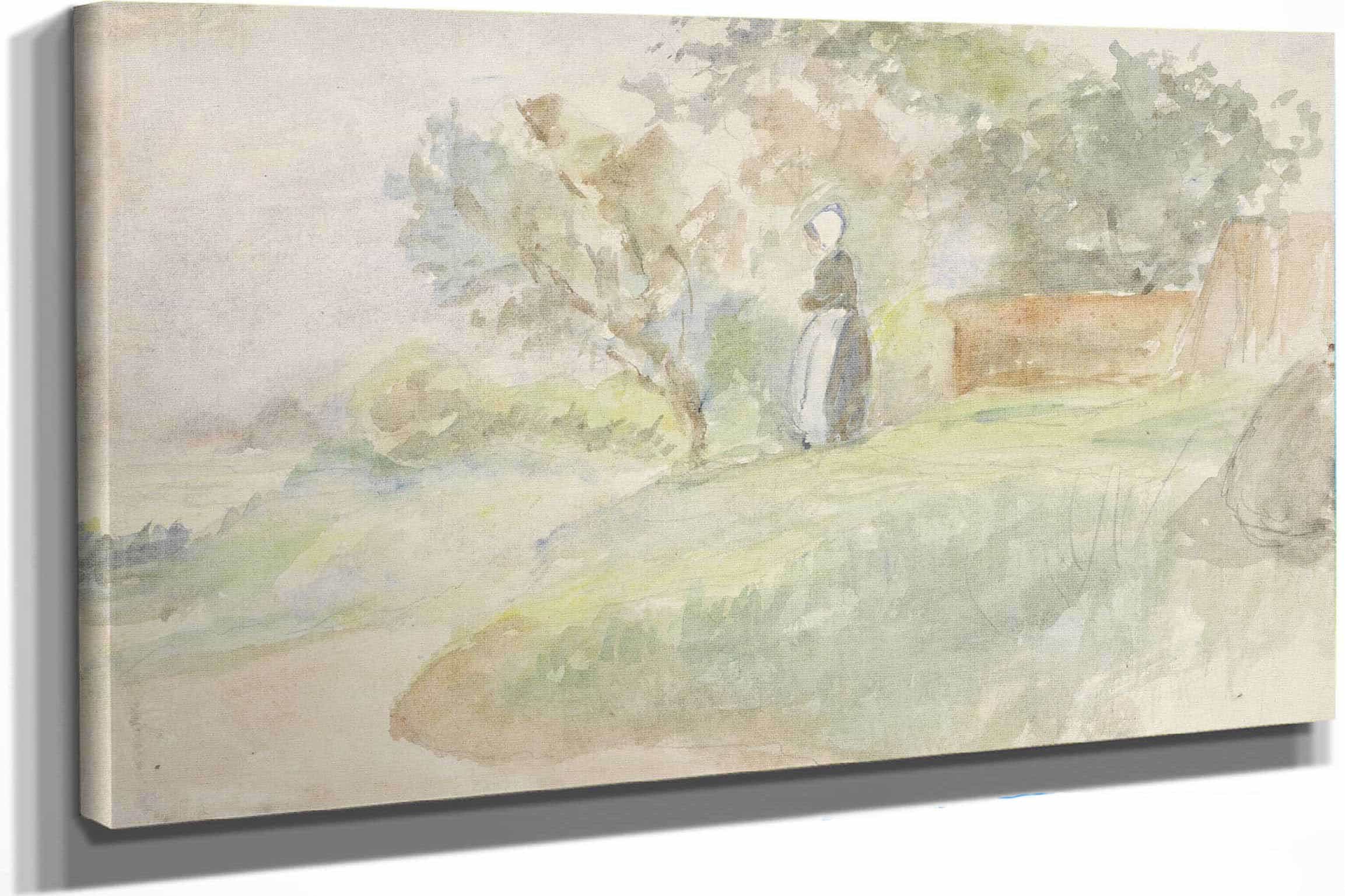 Staande Vrouw In Een Landschap by Jozef Israels