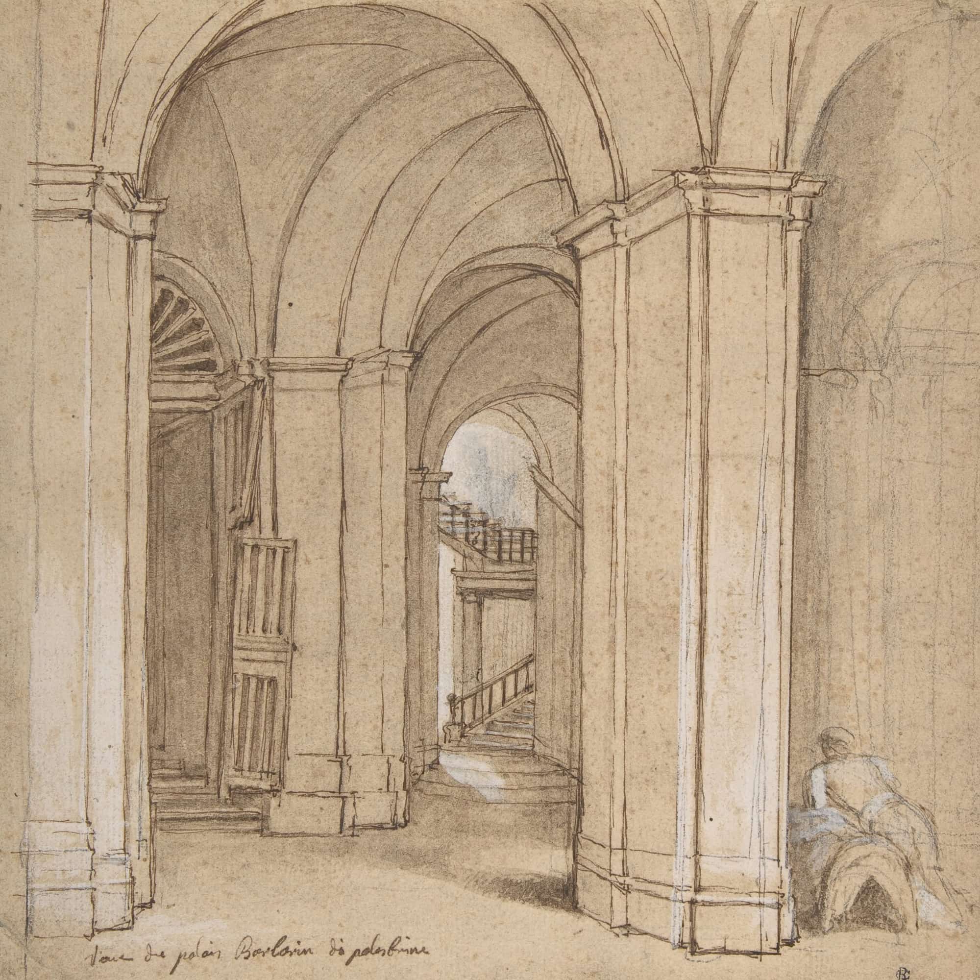 Staircase In The Palazzo Barberini Palestrina Mid Th Century by Charles Joseph Natoire - Image 4
