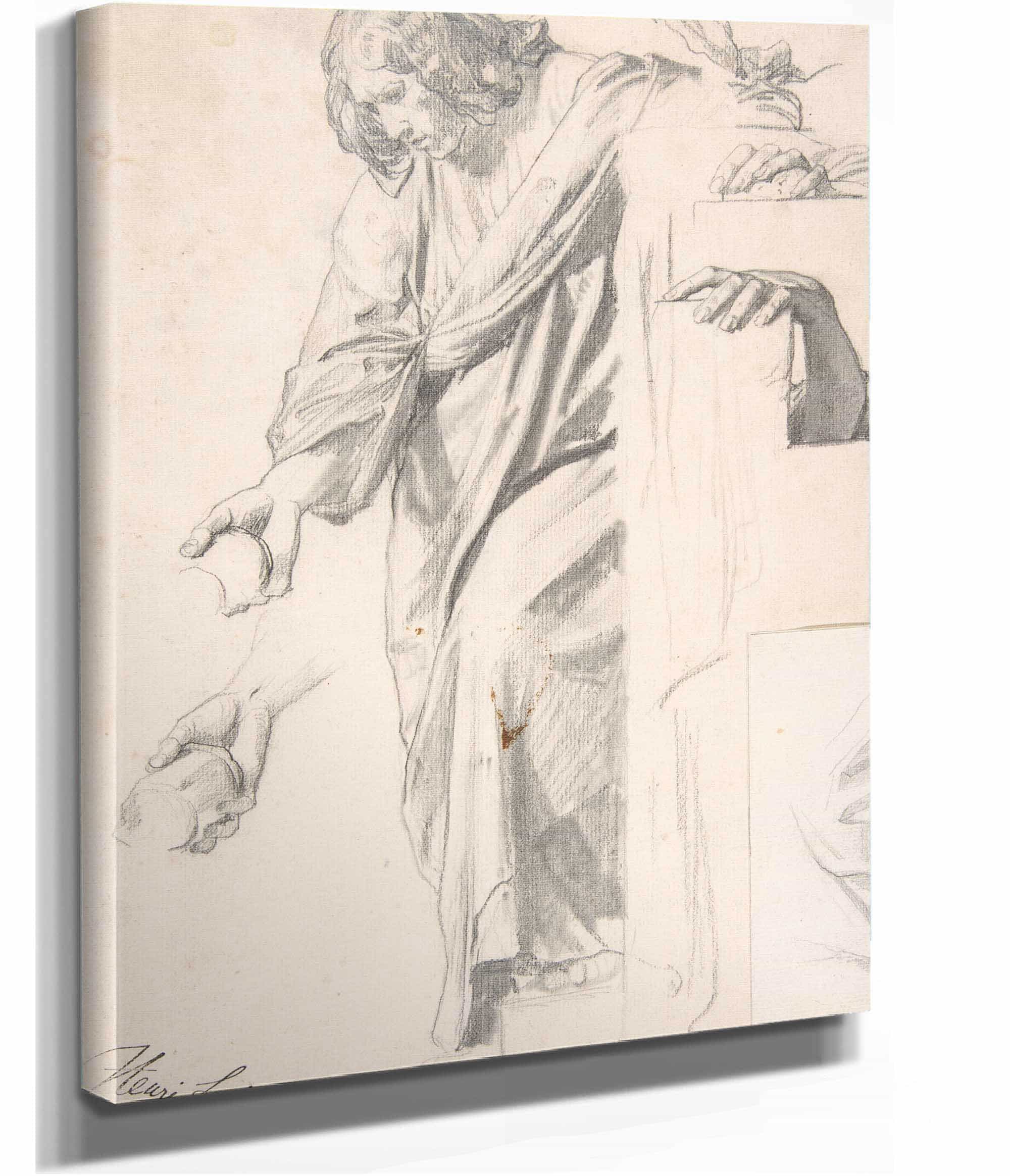 Standing Draped Female Figure by Henri Lehmann - Image 2
