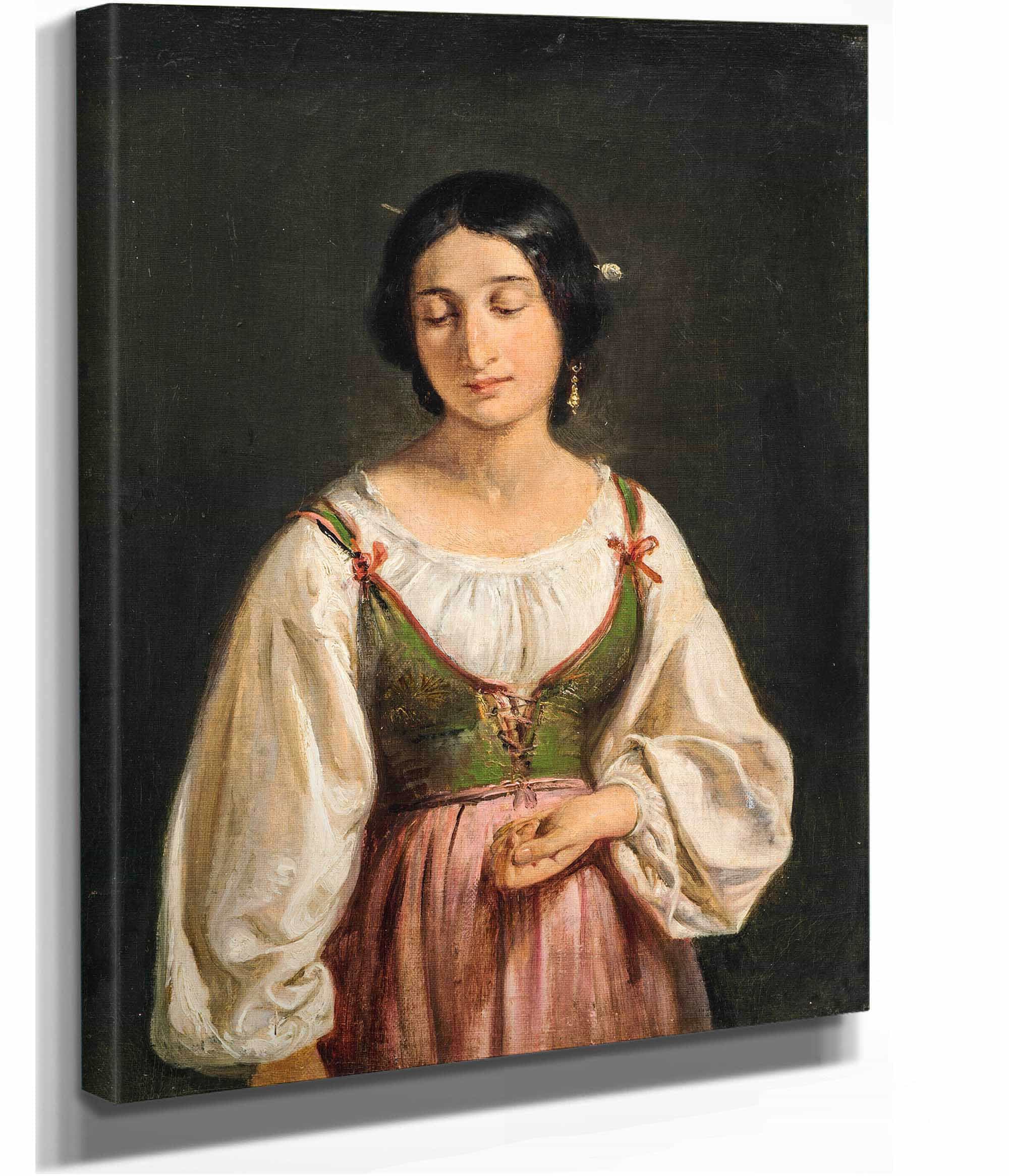 Standing Italian Woman Study For A Goatherd Selling Milk by Wilhelm Marstrand - Image 2
