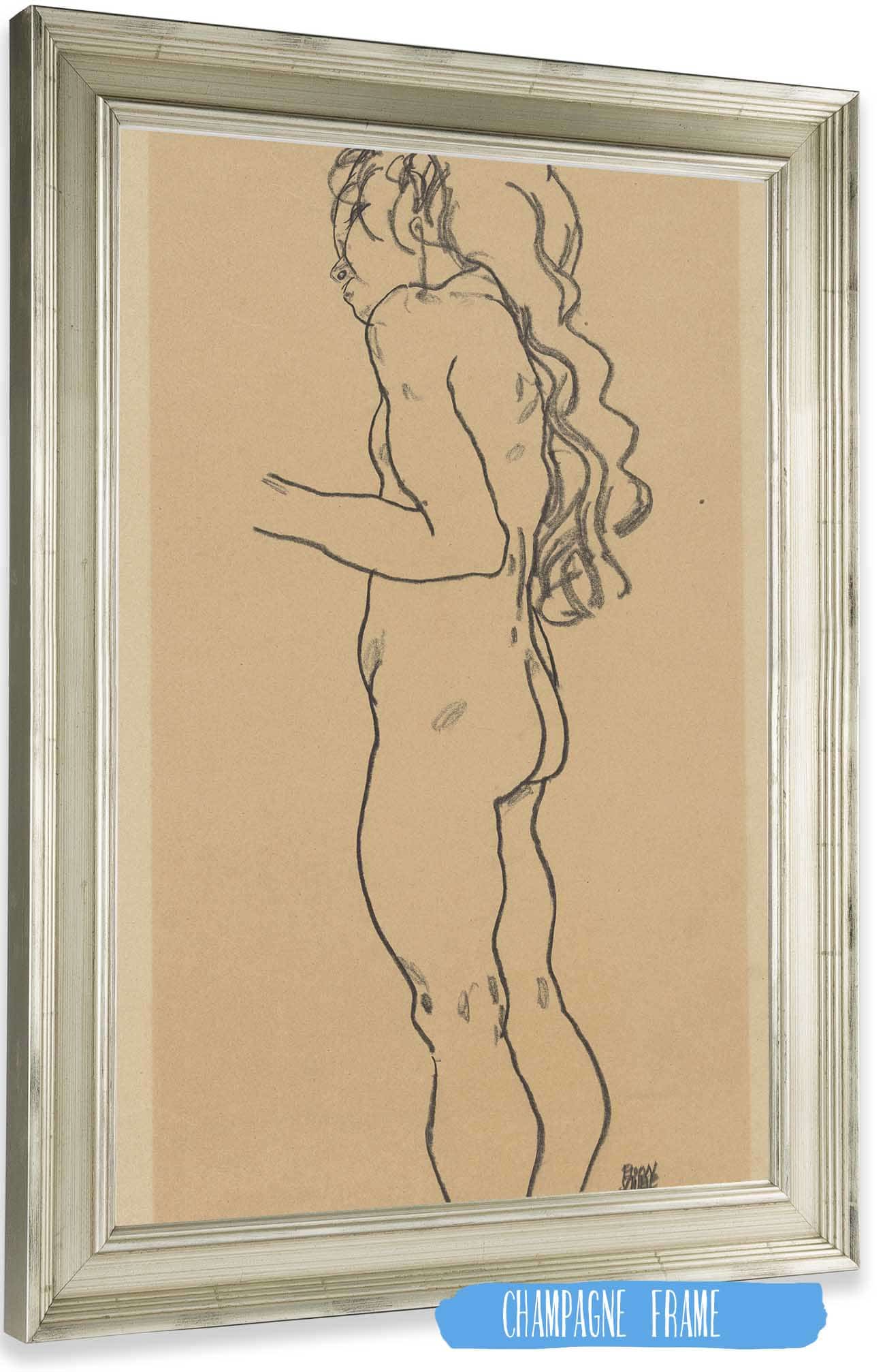 Standing Nude Girl Facing Left by Egon Schiele