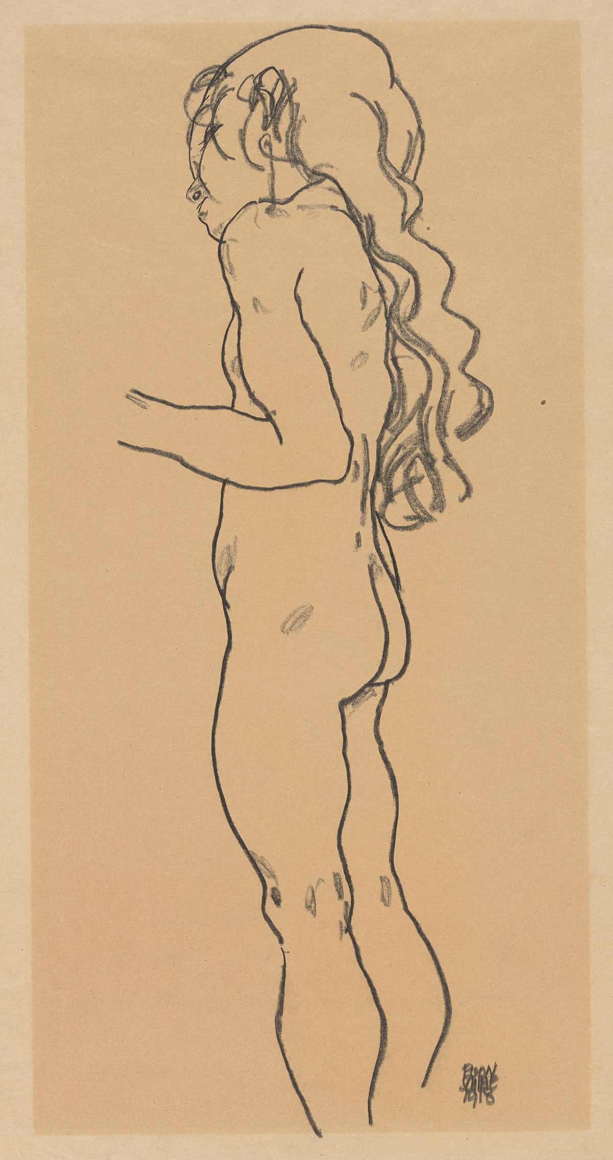 Standing Nude Girl Facing Left by Egon Schiele - Image 3