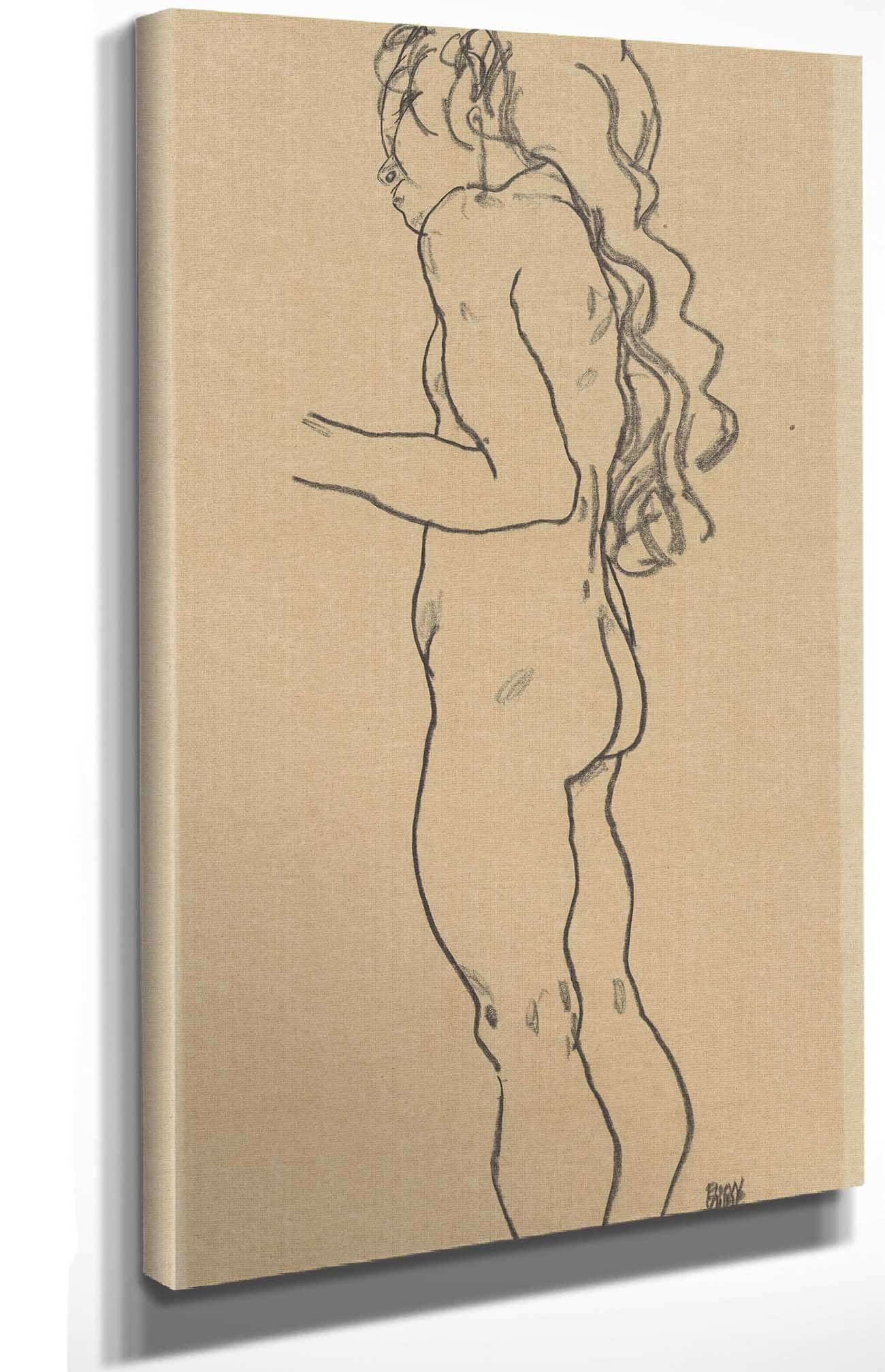 Standing Nude Girl Facing Left by Egon Schiele - Image 4