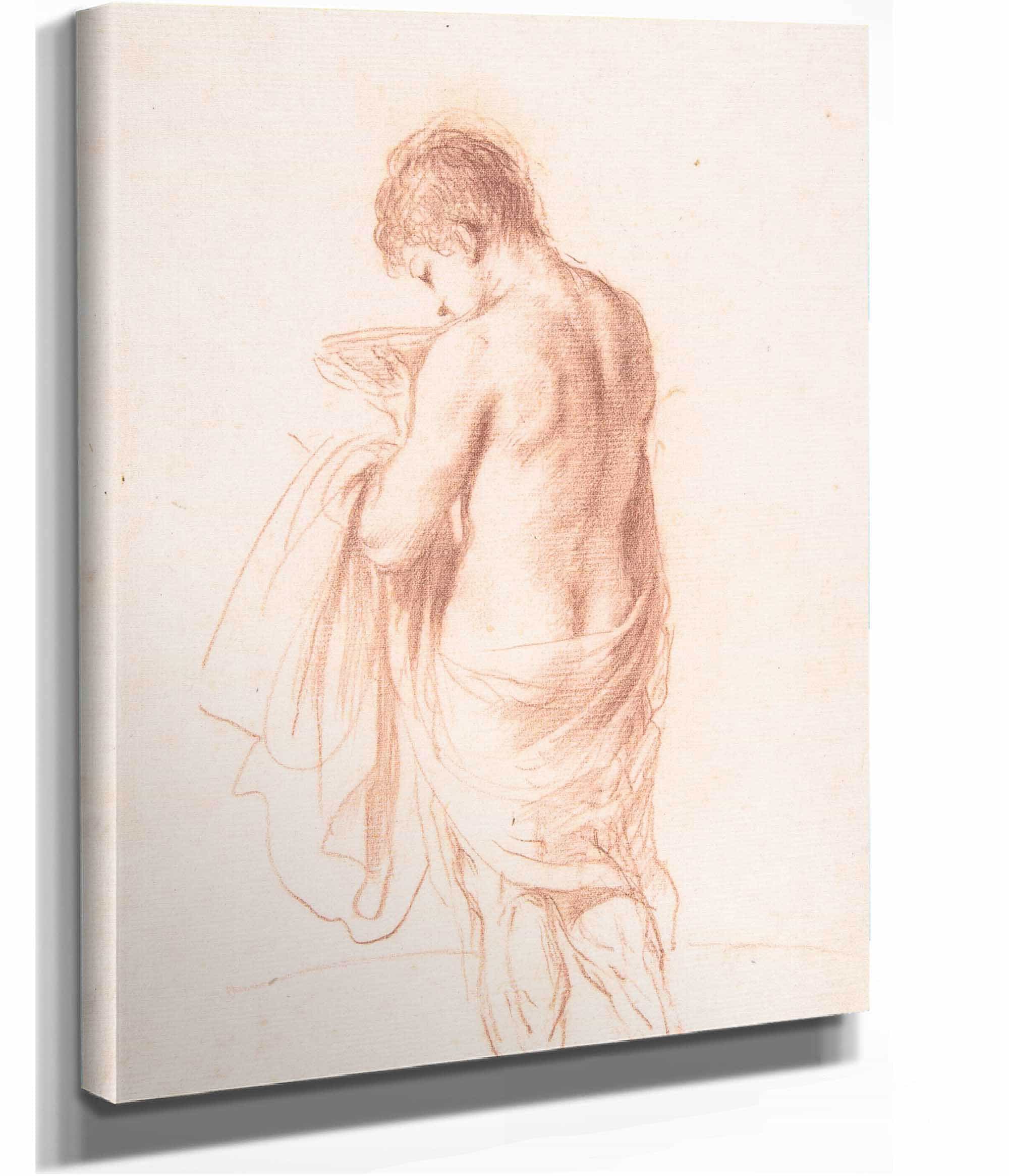 Standing Youth Seen From Behind Holding A Bowl by Guercino - Image 2